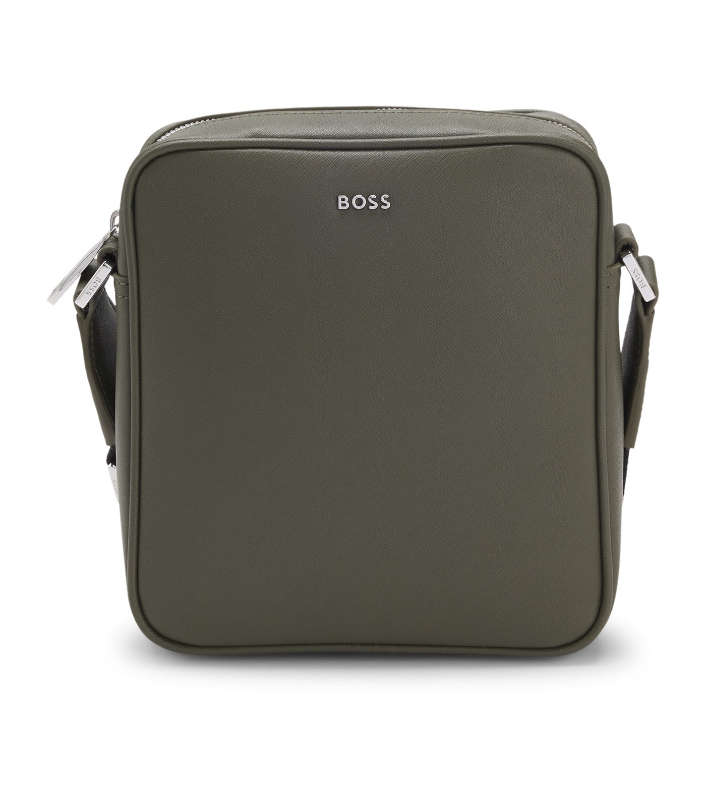 Reporter Bag with Silver-Tone Logo Lettering Green
