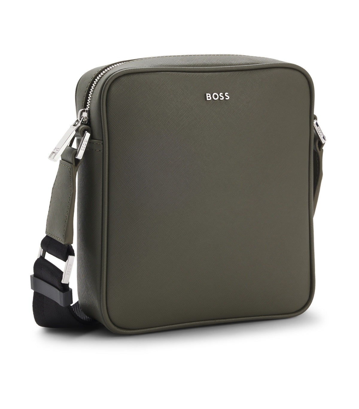 Reporter Bag with Silver-Tone Logo Lettering Green