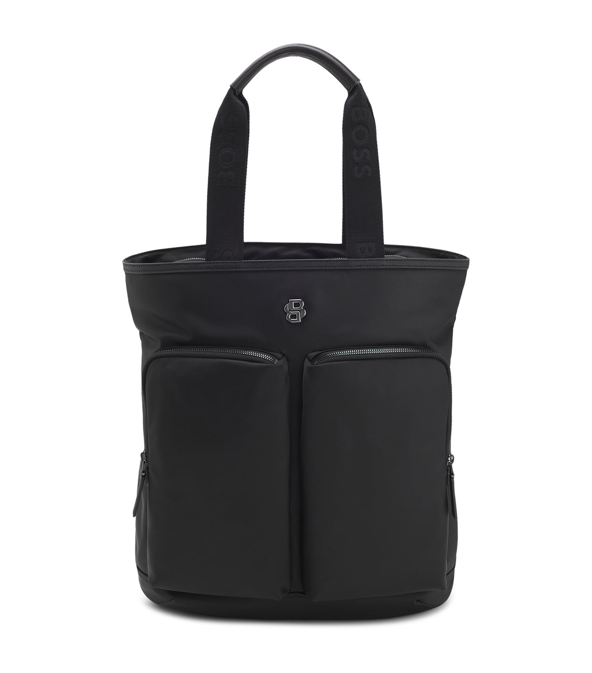 Tote Backpack with Double B Monogram Trim Black