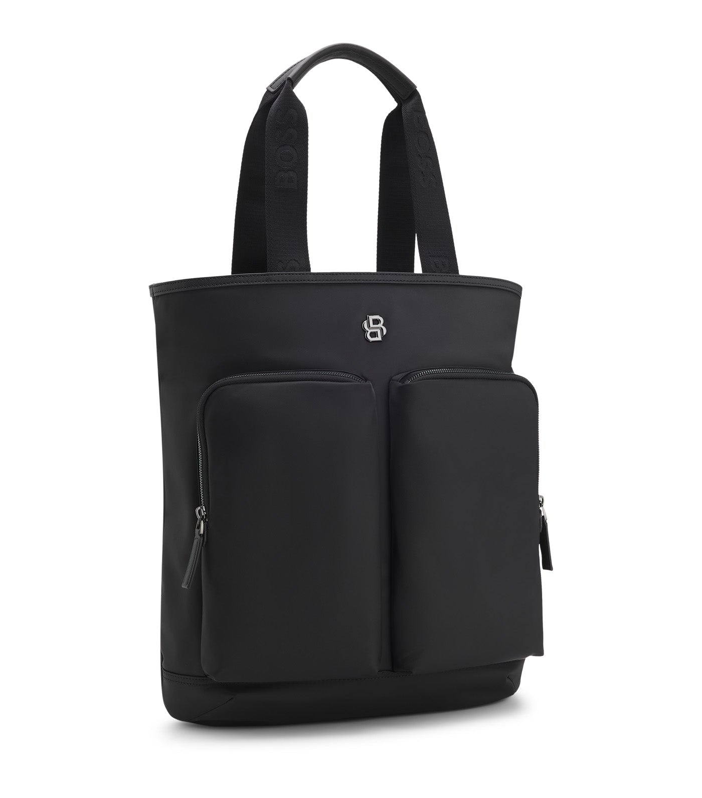 Tote Backpack with Double B Monogram Trim Black