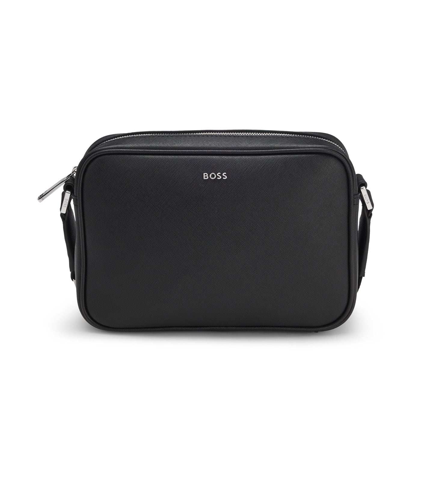 Crossbody Bag with Silver-Tone Logo Lettering Black