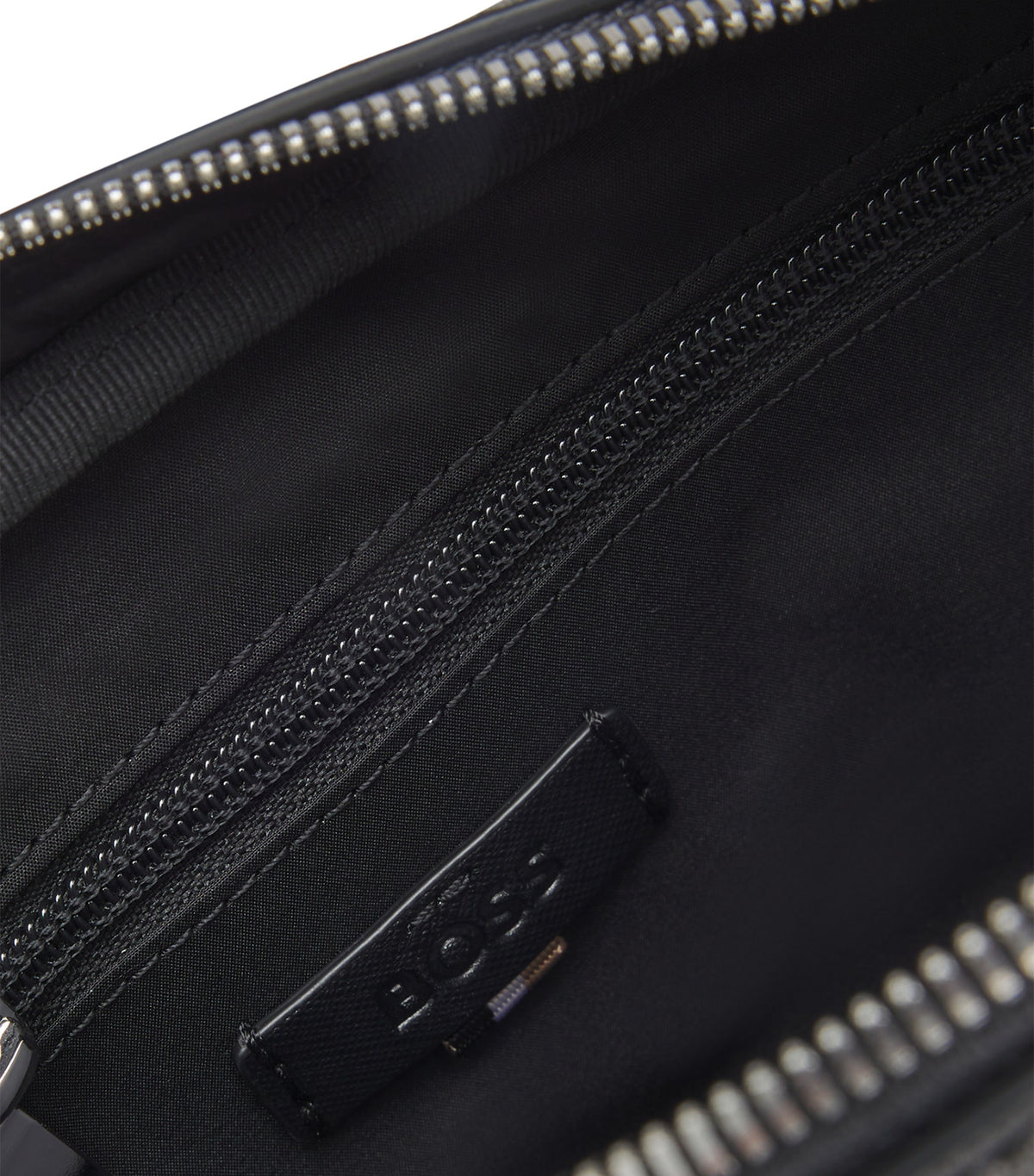 Crossbody Bag with Silver-Tone Logo Lettering Black