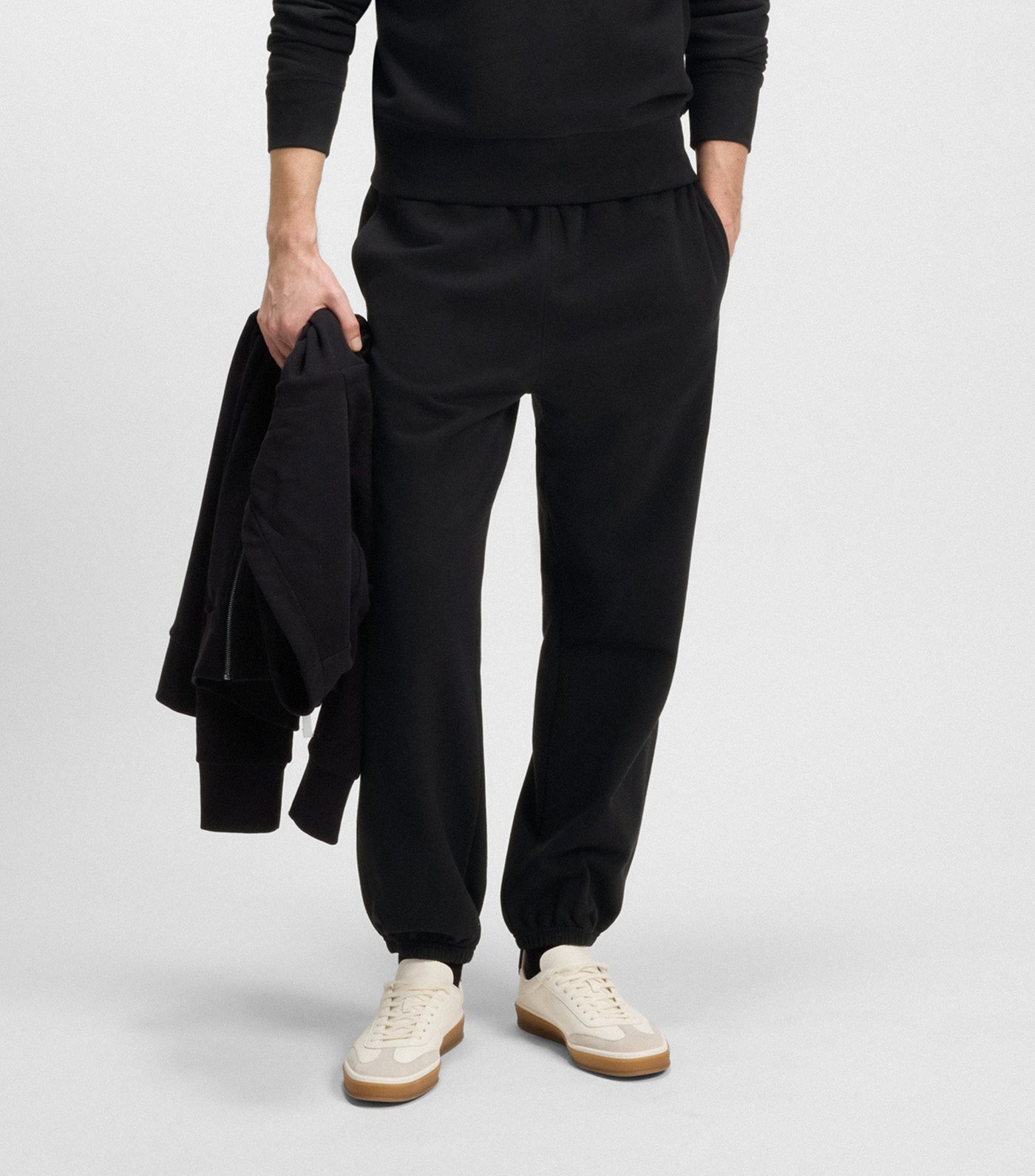 Beckham X BOSS Relaxed Tracksuit Bottoms in Cotton Terry Black