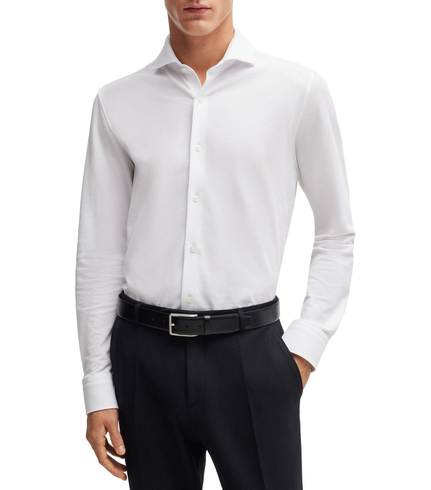 Slim-Fit Shirt in Cotton-Piqué Jersey