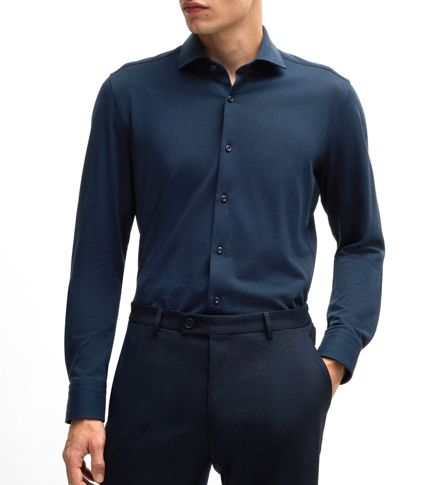 Slim-Fit Shirt in Cotton-Piqué Jersey