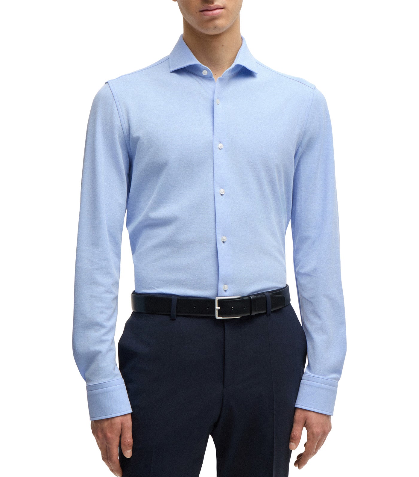 Slim-Fit Shirt in Cotton-Piqué Jersey