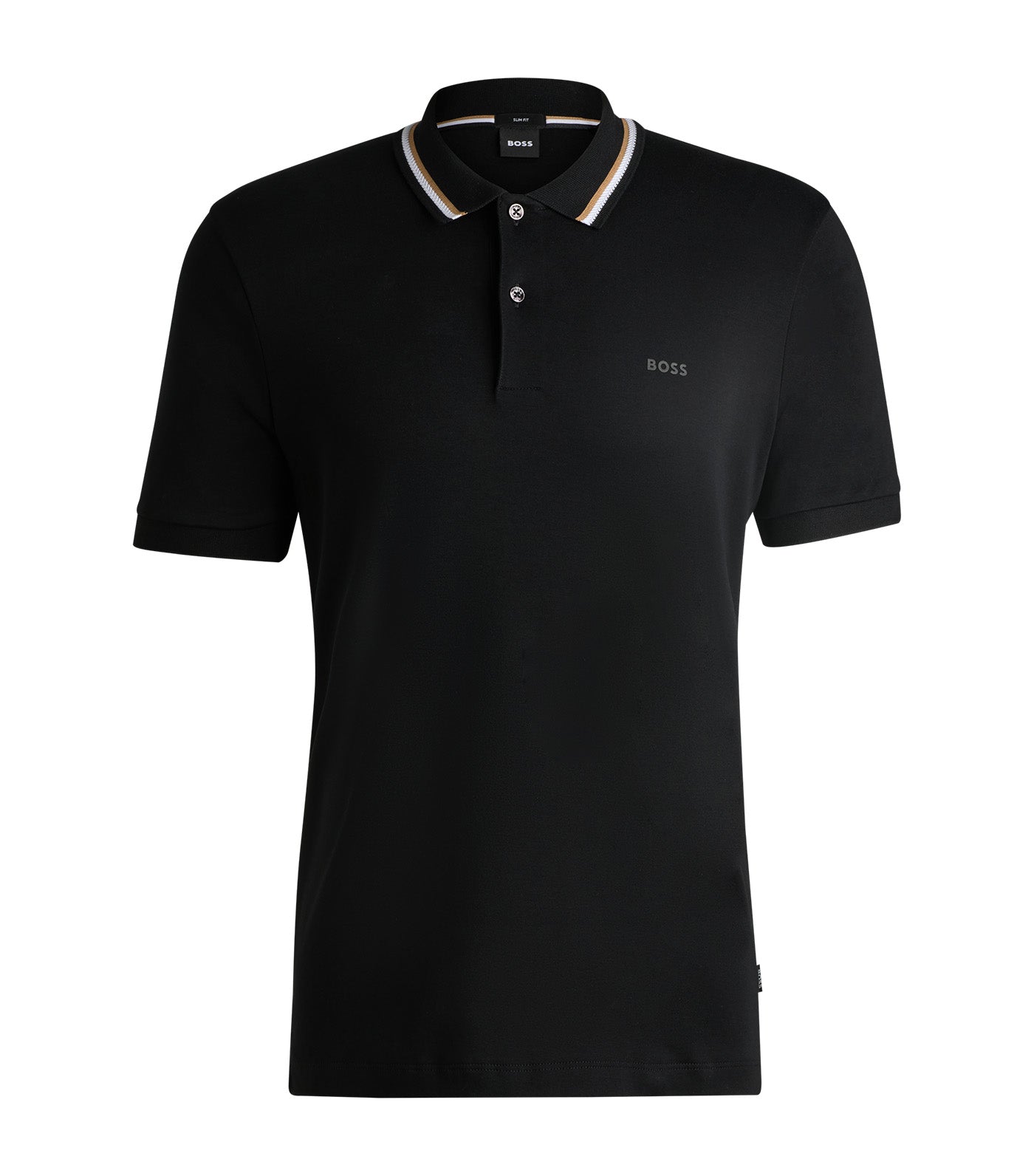 Slim-Fit Polo Shirt in Cotton with Striped Collar