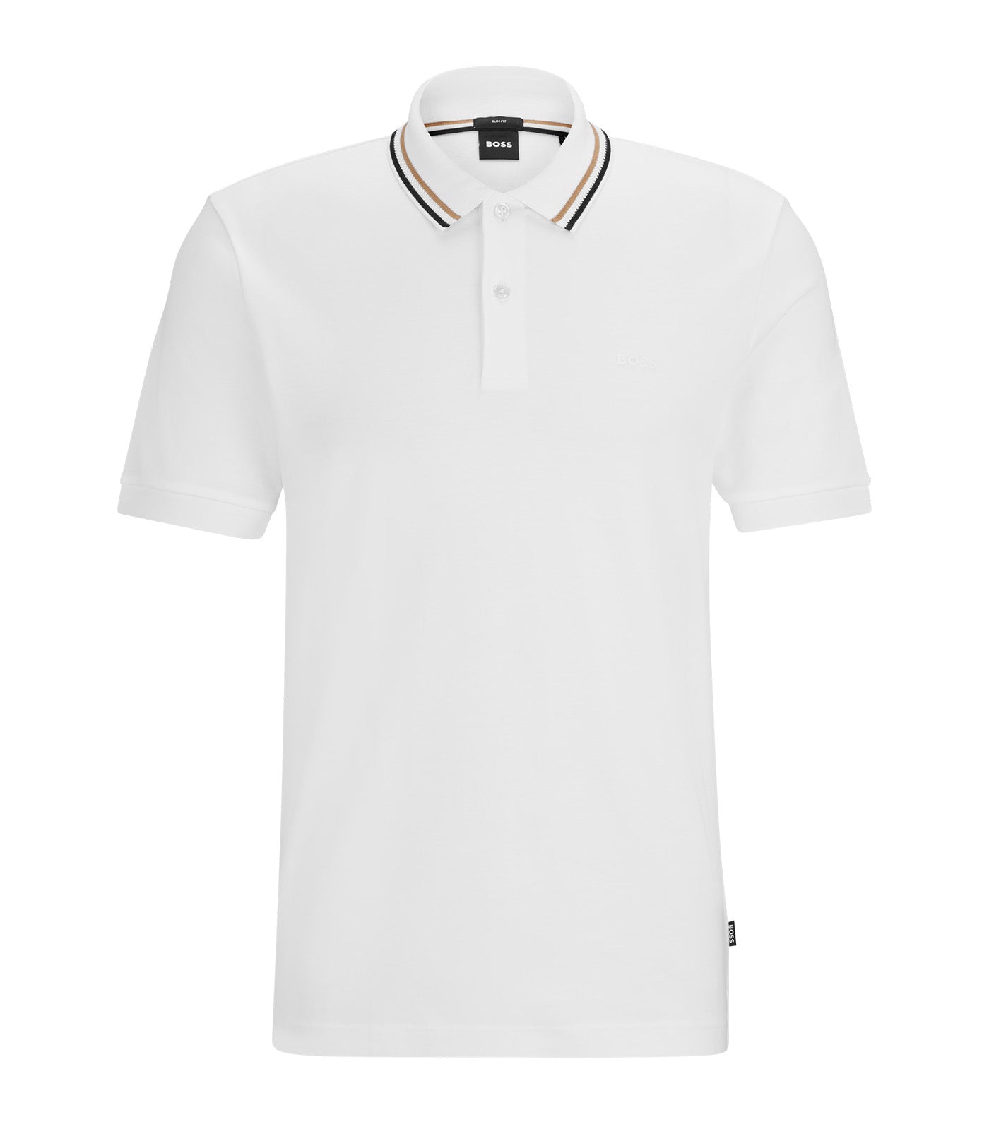 Slim-Fit Polo Shirt in Cotton with Striped Collar