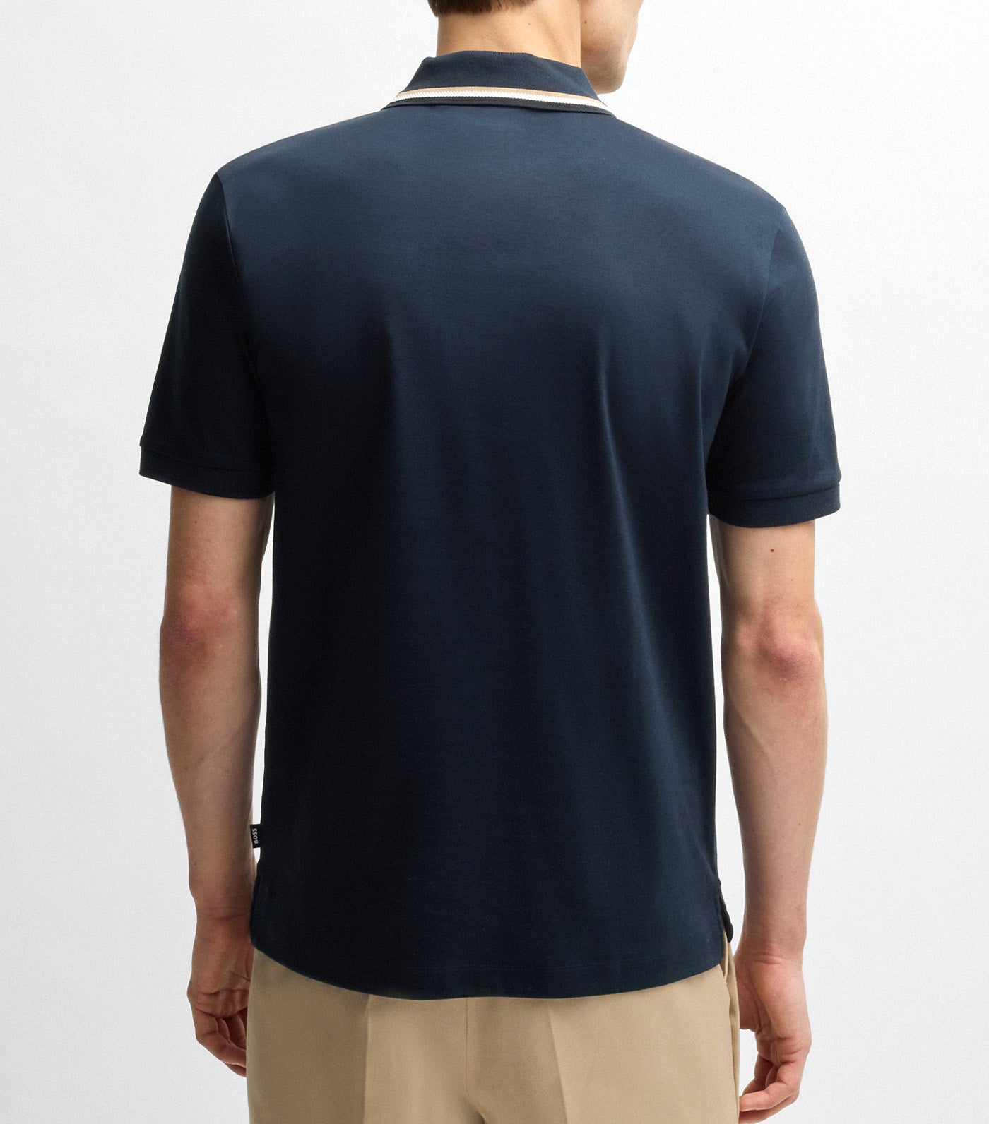 Slim-Fit Polo Shirt in Cotton with Striped Collar