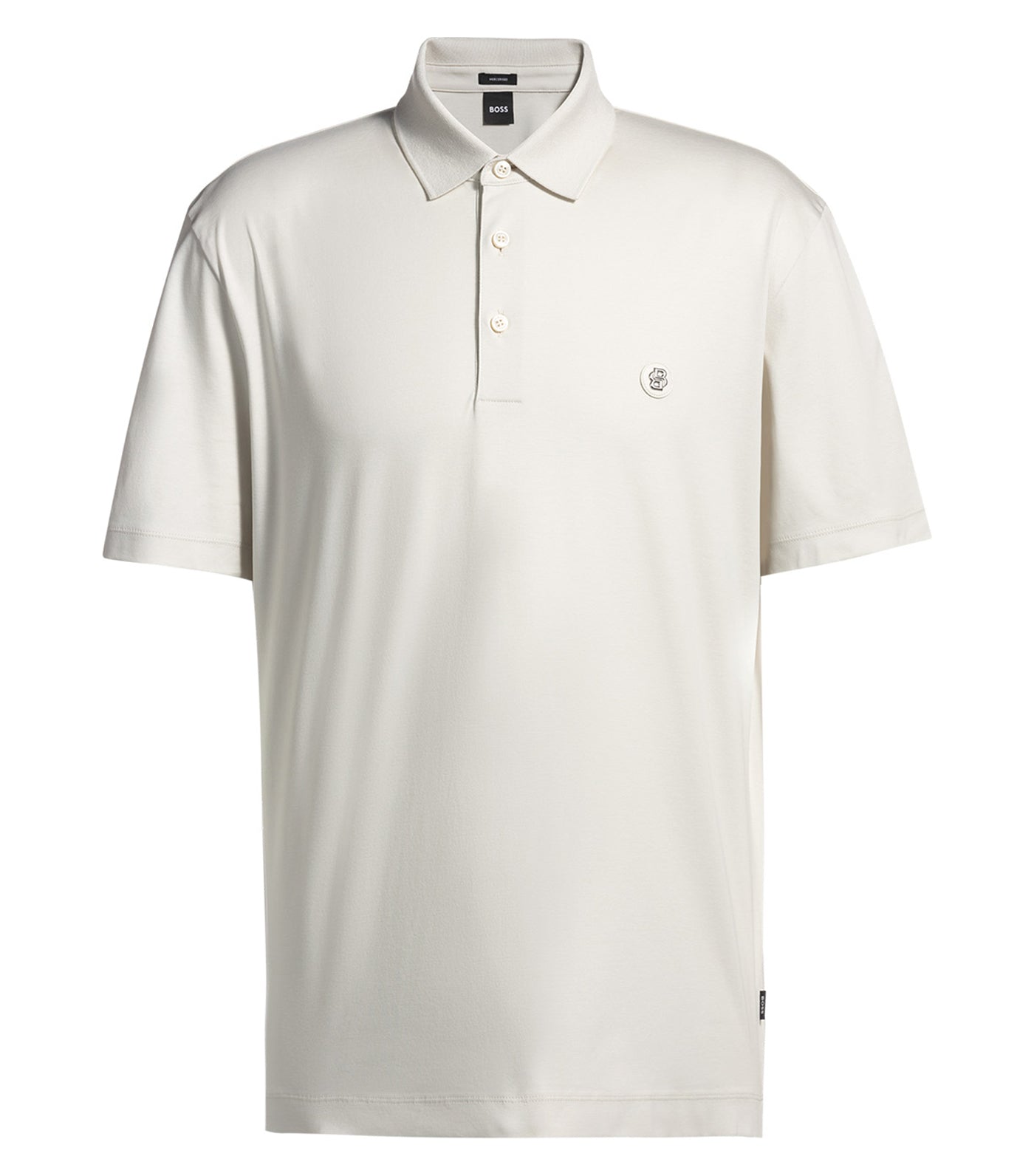 BOSS Mercerised-Cotton Polo Shirt with Double Monogram Open White