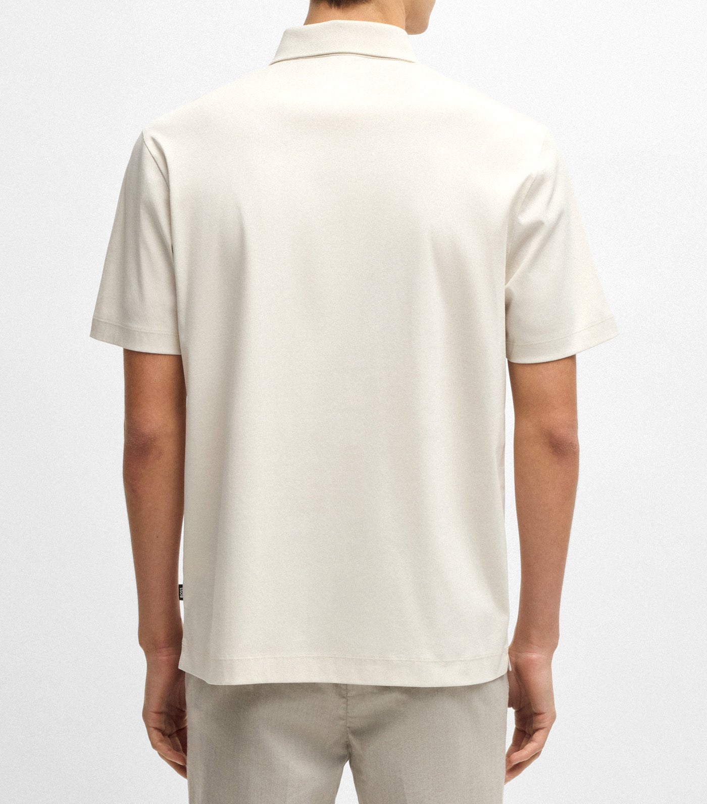 BOSS Mercerised-Cotton Polo Shirt with Double Monogram Open White