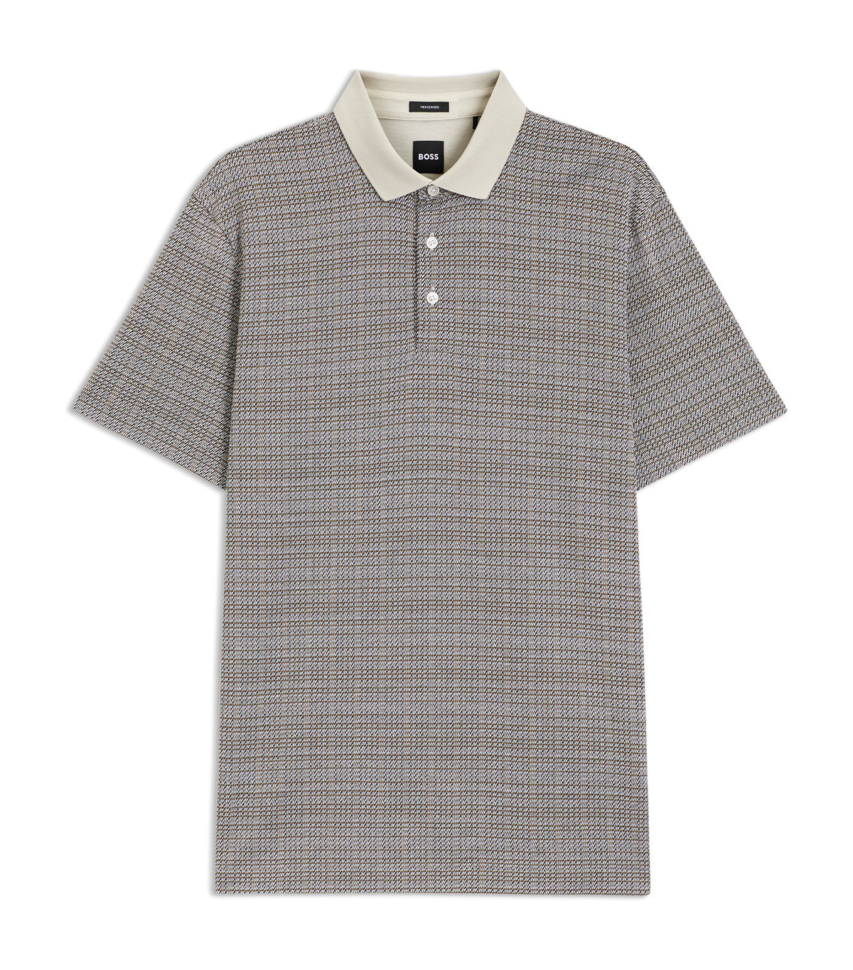 BOSS Mercerised-Cotton Polo Shirt with Grid Pattern Open White | Rustan's