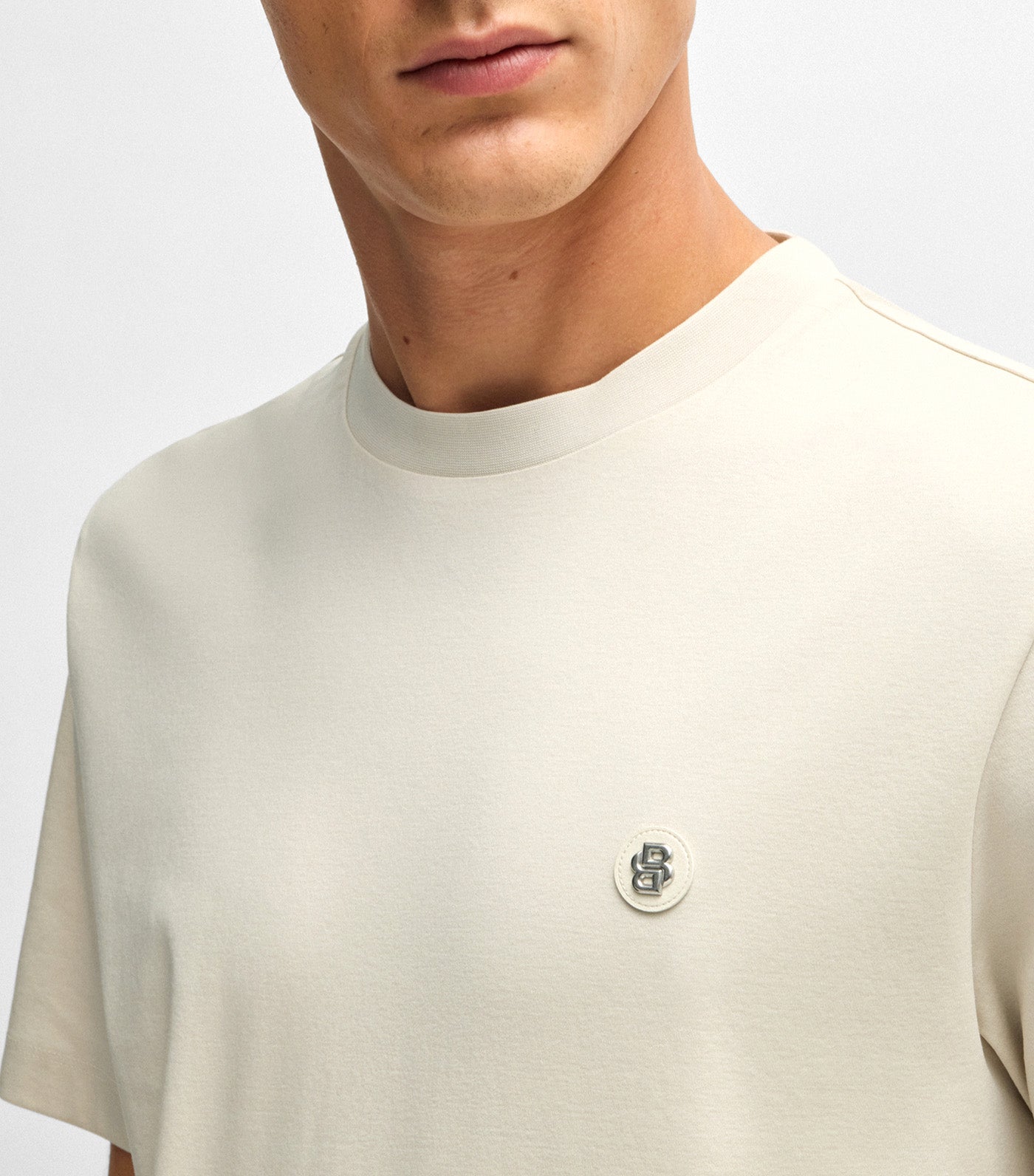 BOSS Regular-Fit T-Shirt in Cotton with Double B Monogram Open White
