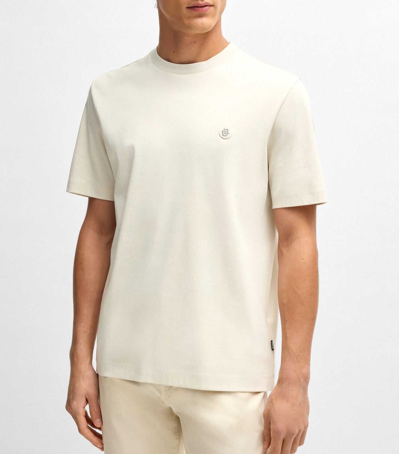 BOSS Regular-Fit T-Shirt in Cotton with Double B Monogram Open White