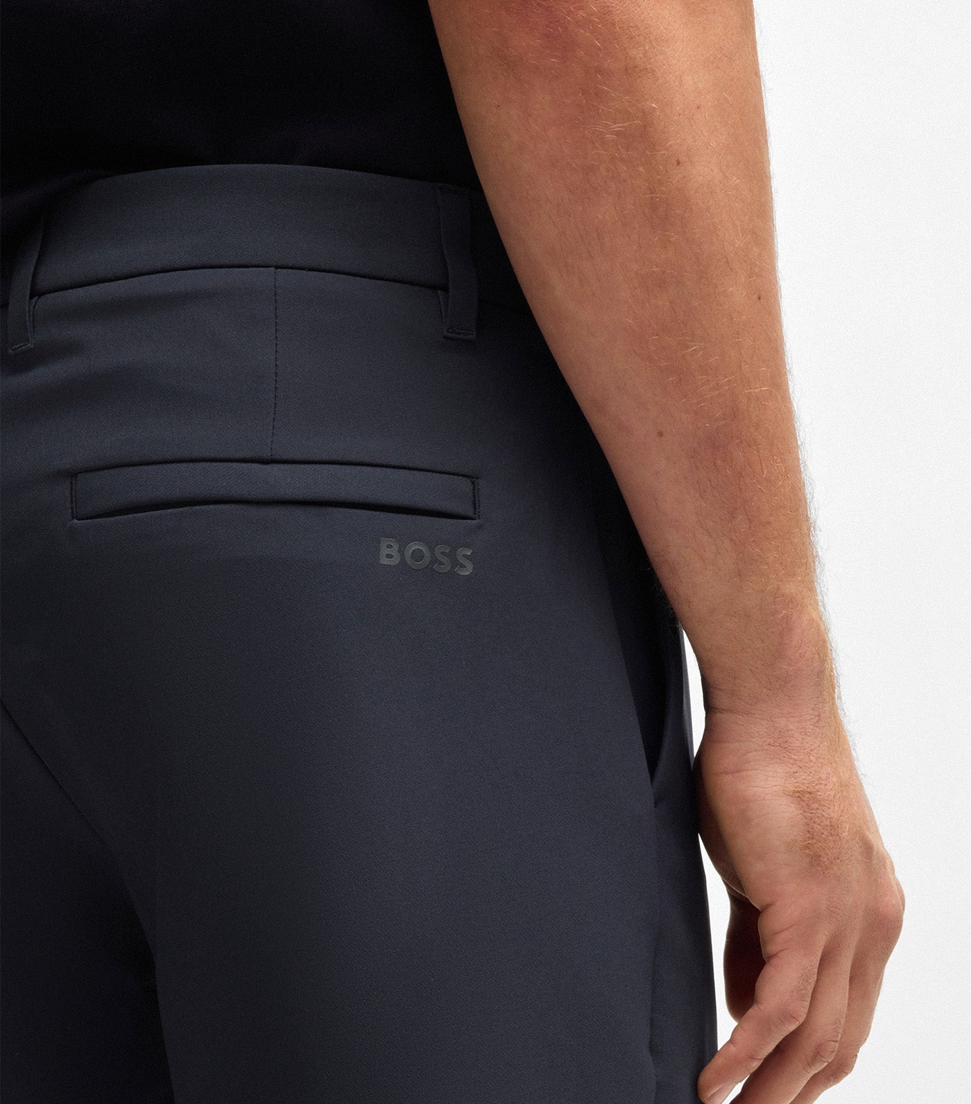 BOSS Slim-Fit Shorts in Water-Repellent Stretch Fabric Dark Blue