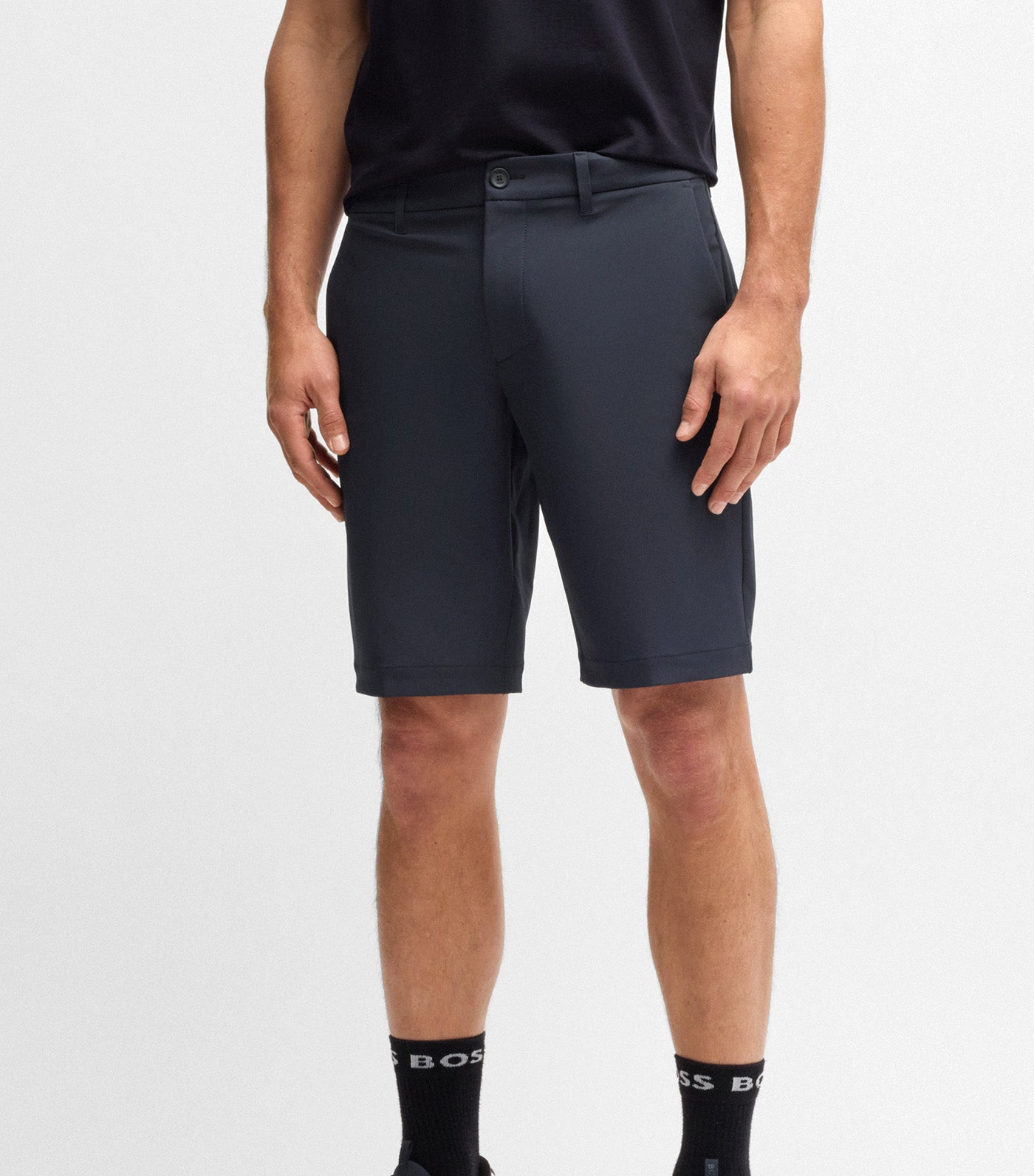 BOSS Slim-Fit Shorts in Water-Repellent Stretch Fabric Dark Blue