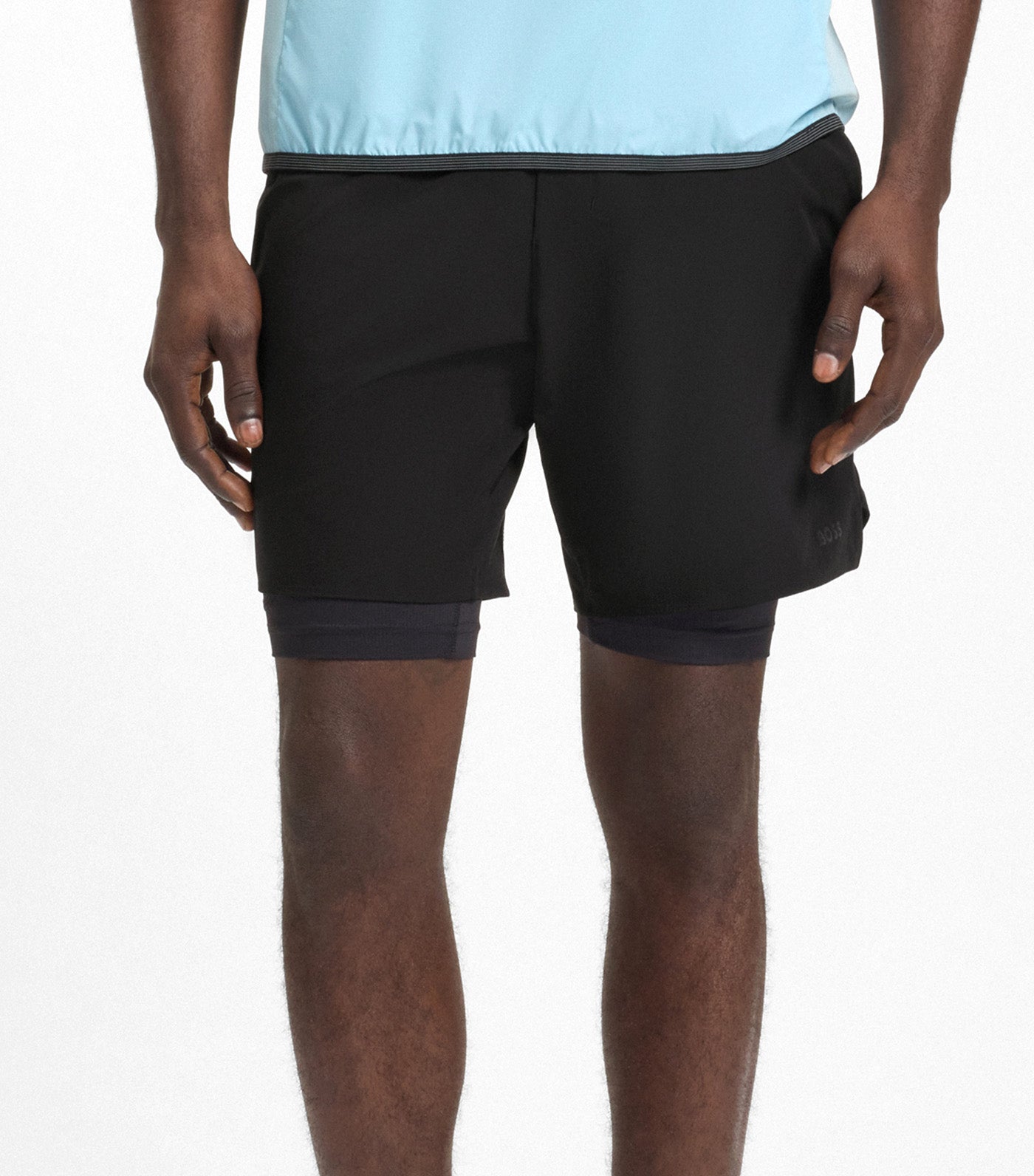 BOSS Active Double-Layer Shorts in Quick-Dry Fabric Black
