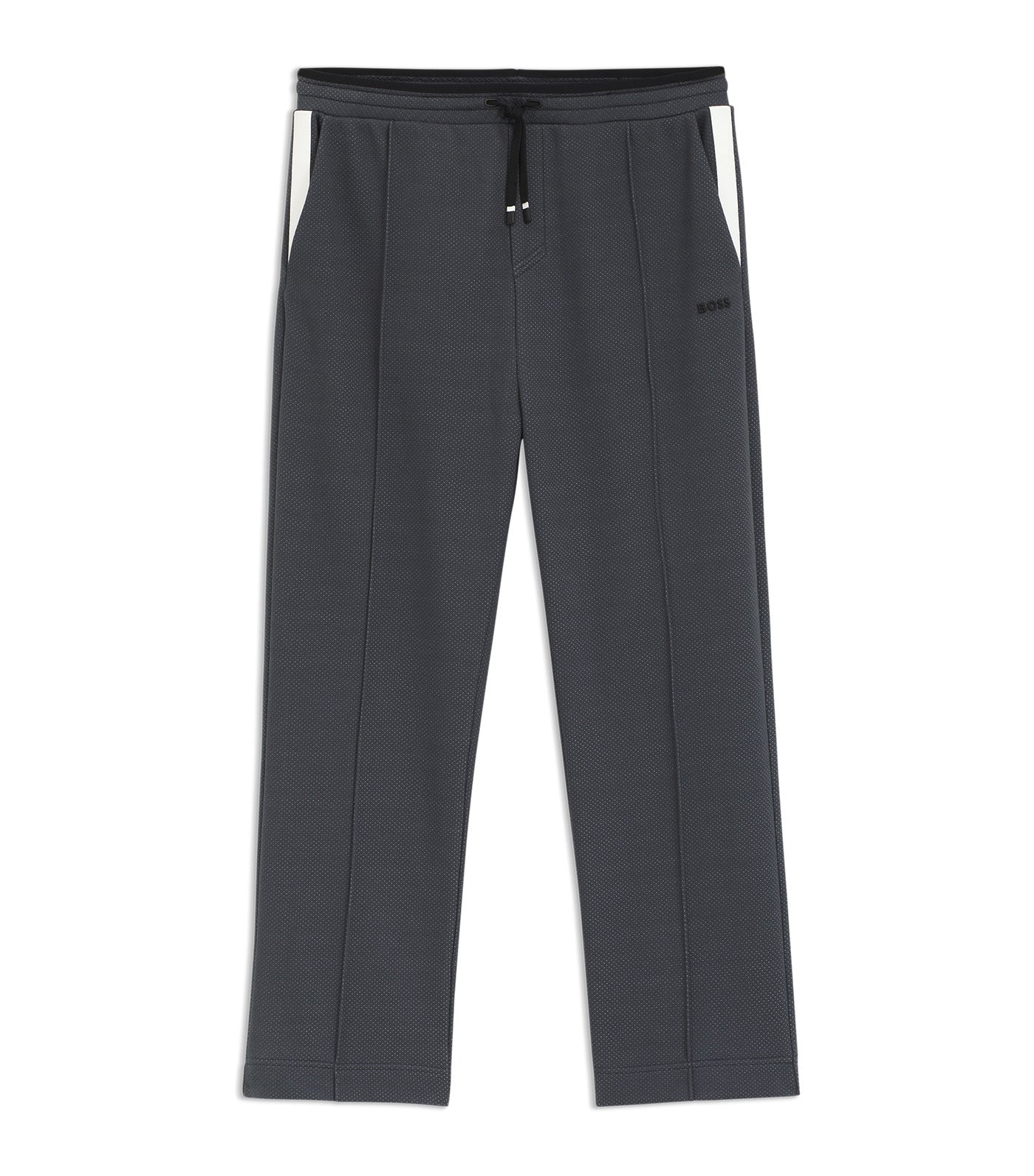 BOSS Relaxed-Fit Tracksuit Bottoms in Quilted Jacquard Dark Gray