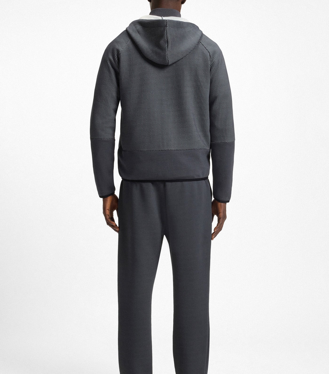 BOSS Relaxed-Fit Tracksuit Bottoms in Quilted Jacquard Dark Gray