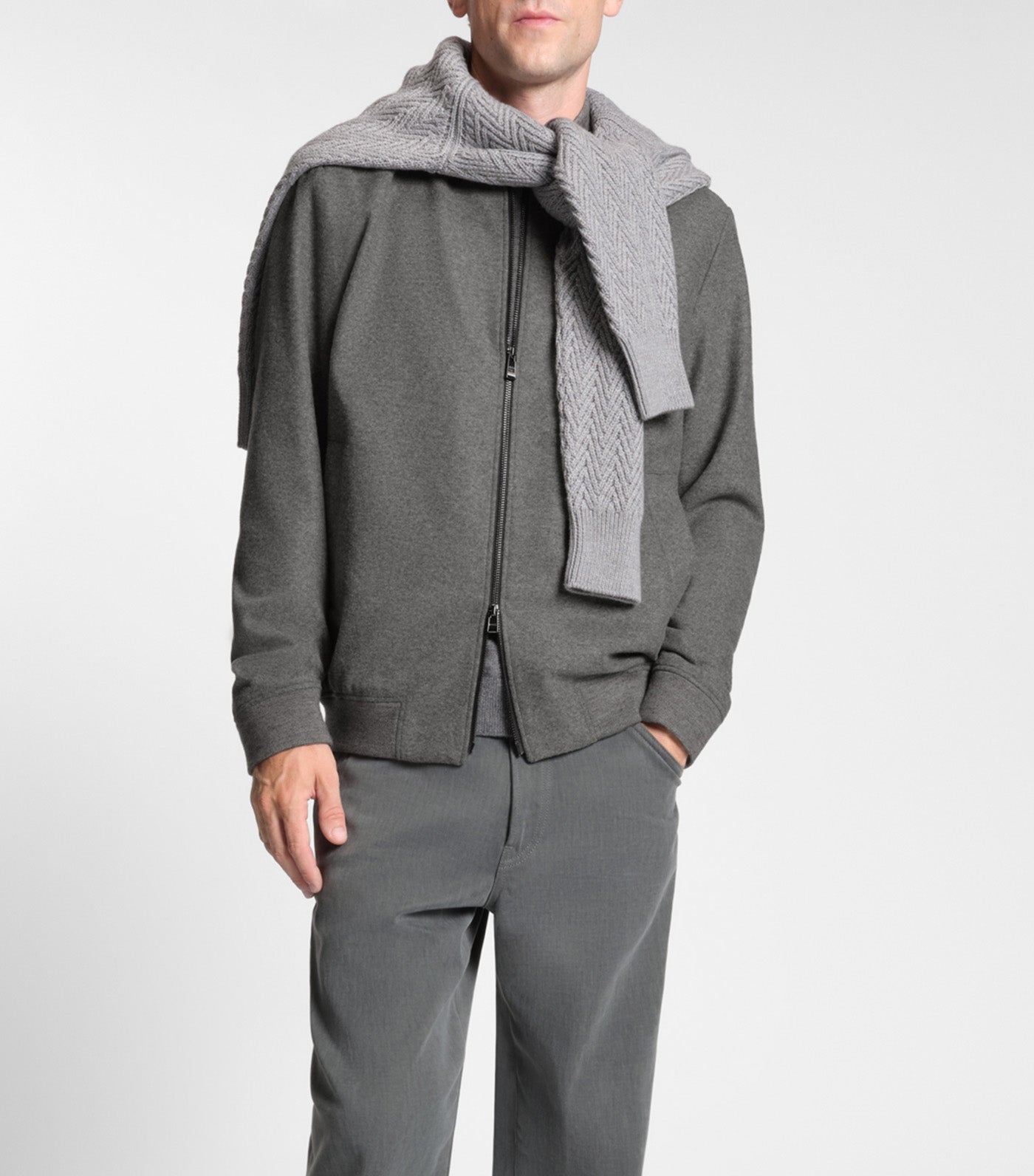 Slim-Fit Jacket in Brushed Stretch Flannel Gray