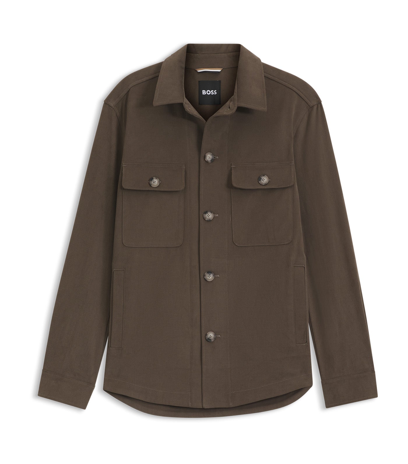 Relaxed-Fit Overshirt in Mercerised Stretch Cotton Brown