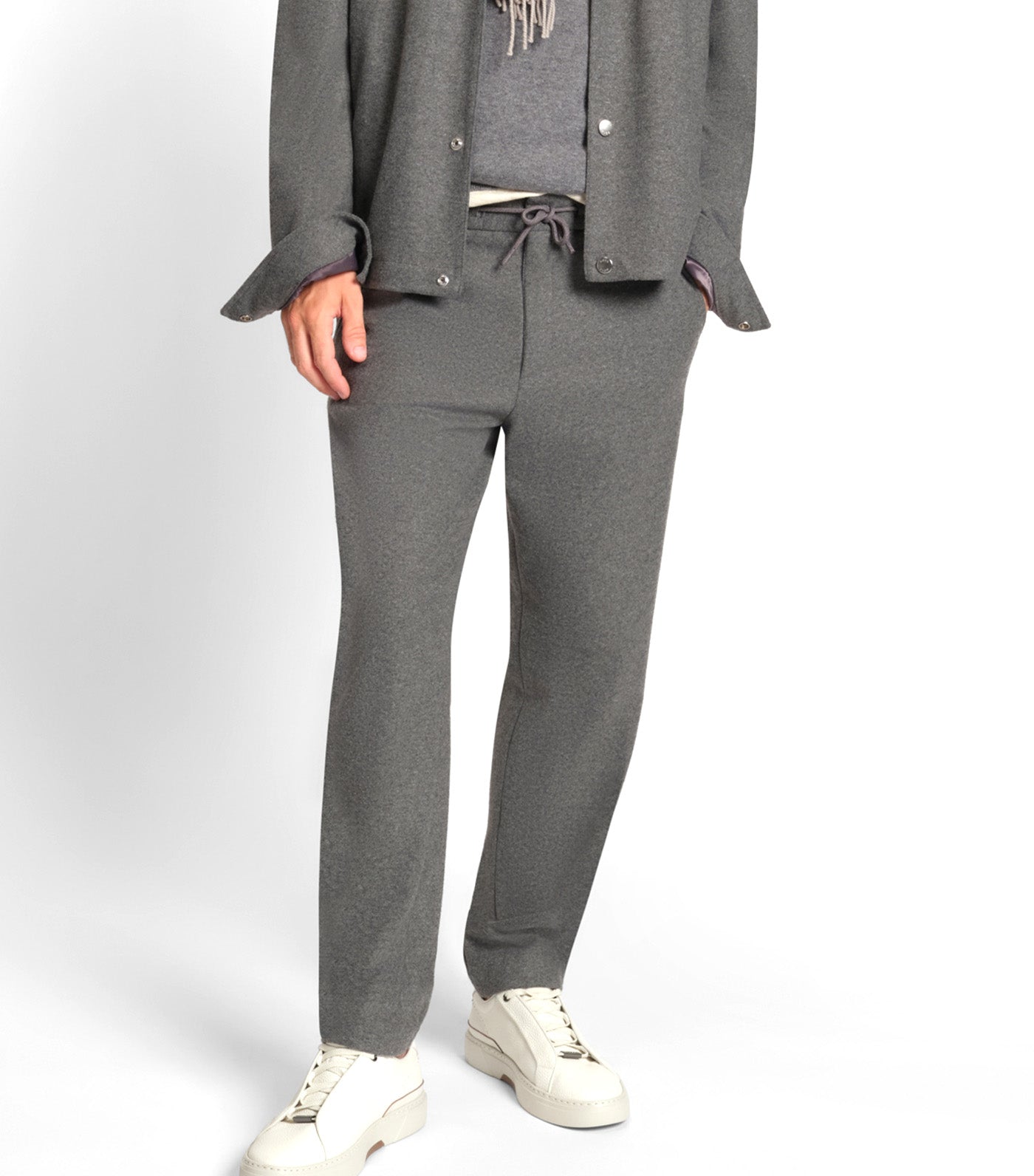 Tapered-Fit Trousers in Brushed Stretch Flannel Gray