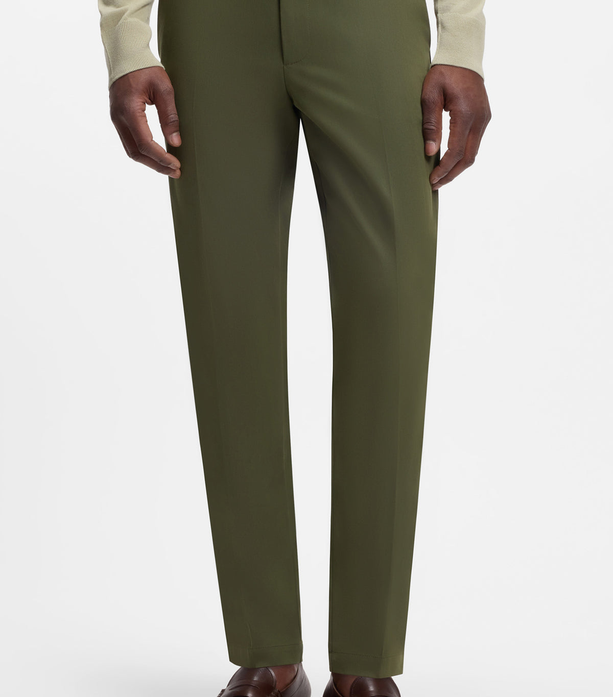 Slim-Fit Trousers in a Stretch-Cotton Blend Green