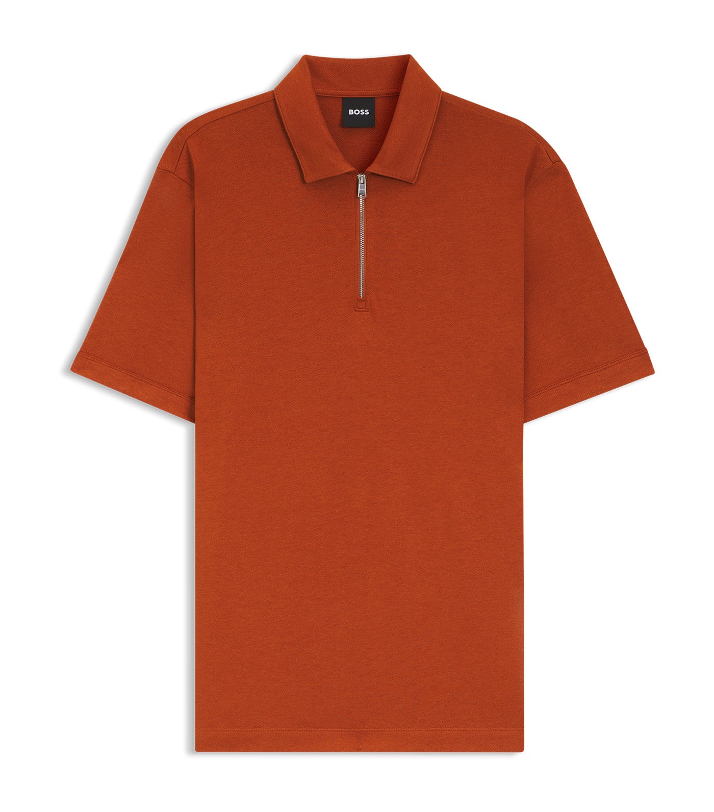Zip-Neck Polo Shirt with Piqué Weave