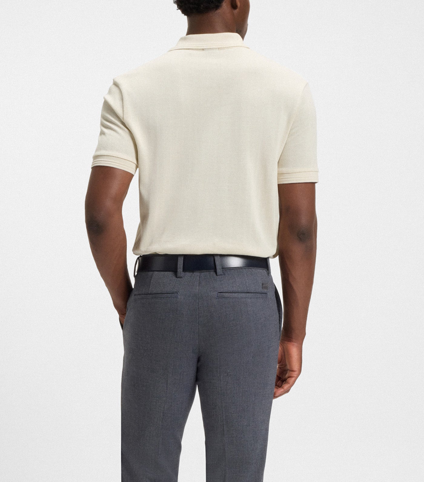 Cotton Polo Shirt with Herringbone Structure