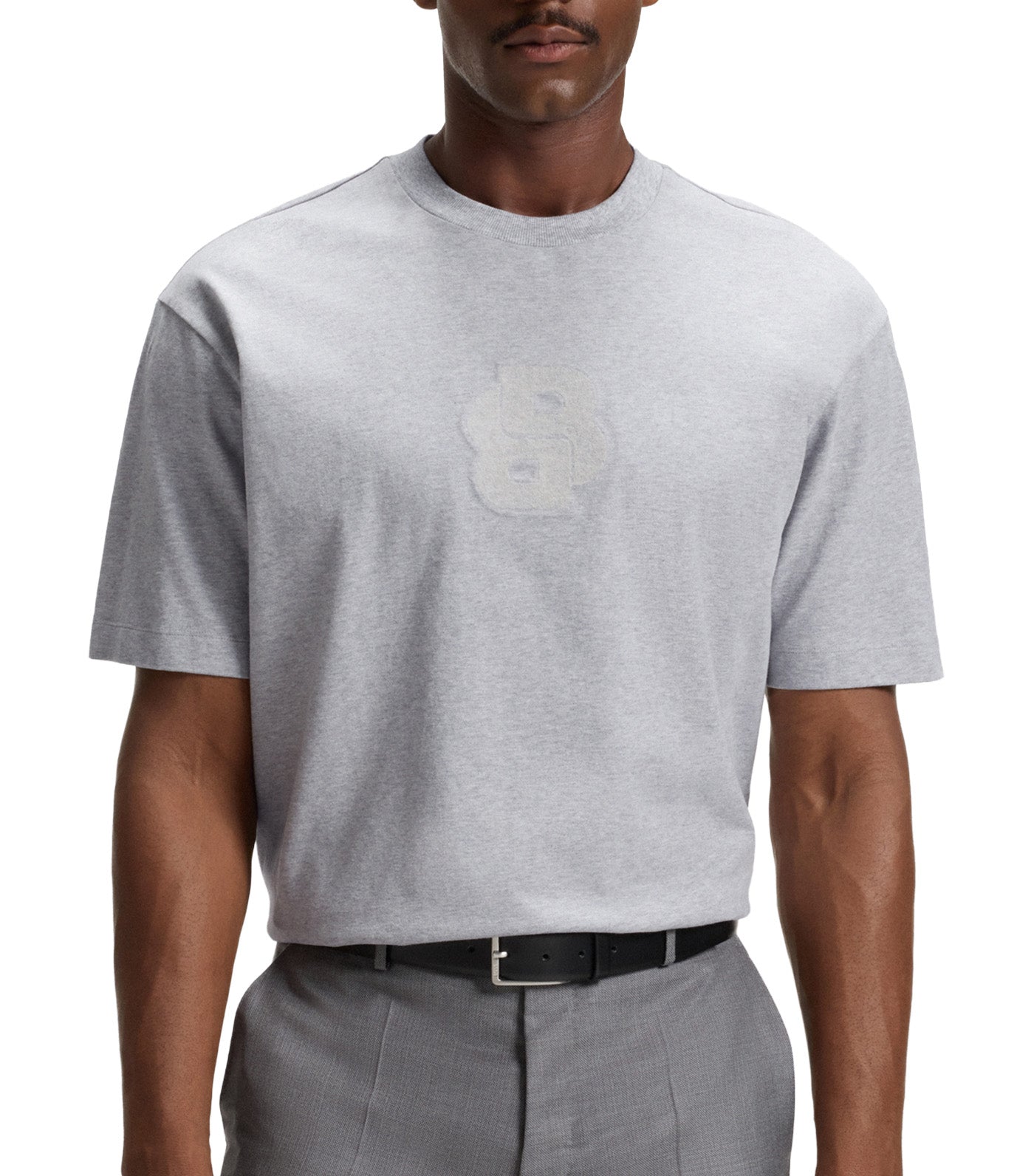 Peached-Cotton T-Shirt with Double B Monogram