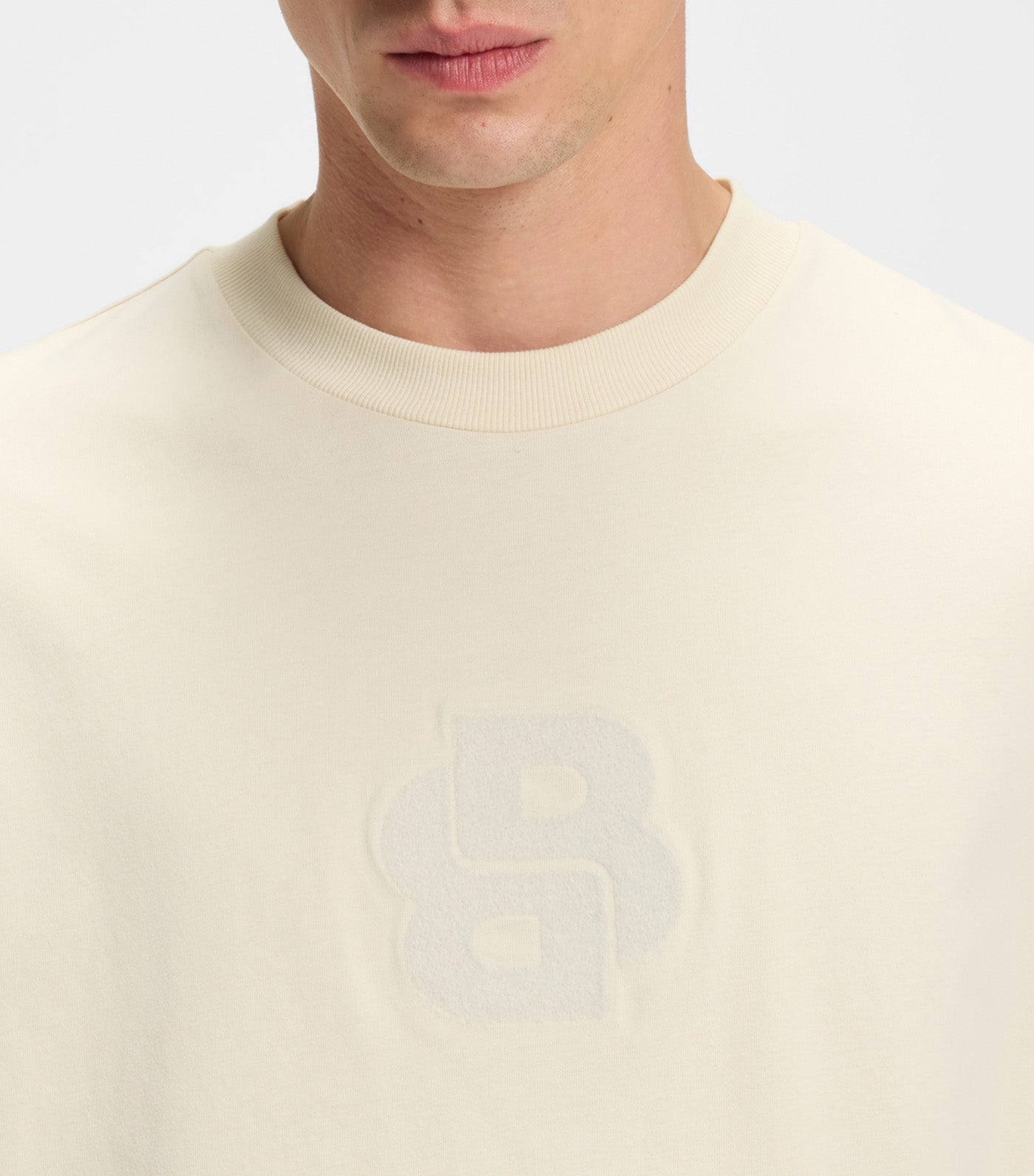 Peached-Cotton T-Shirt with Double B Monogram