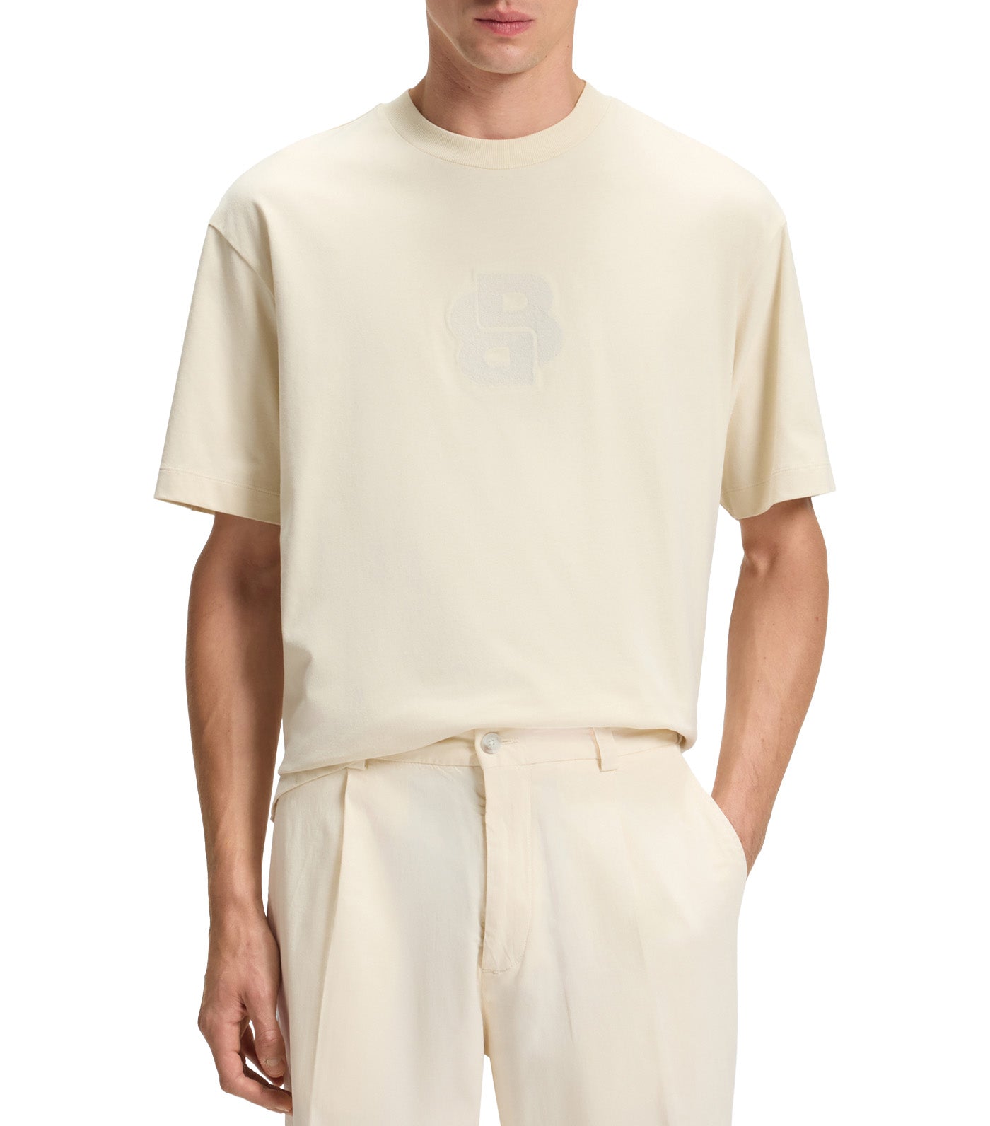 Peached-Cotton T-Shirt with Double B Monogram