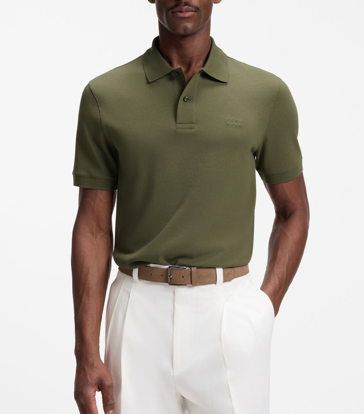 Pallas Polo Shirt in Cotton Piqué with Embroidered Logo Green