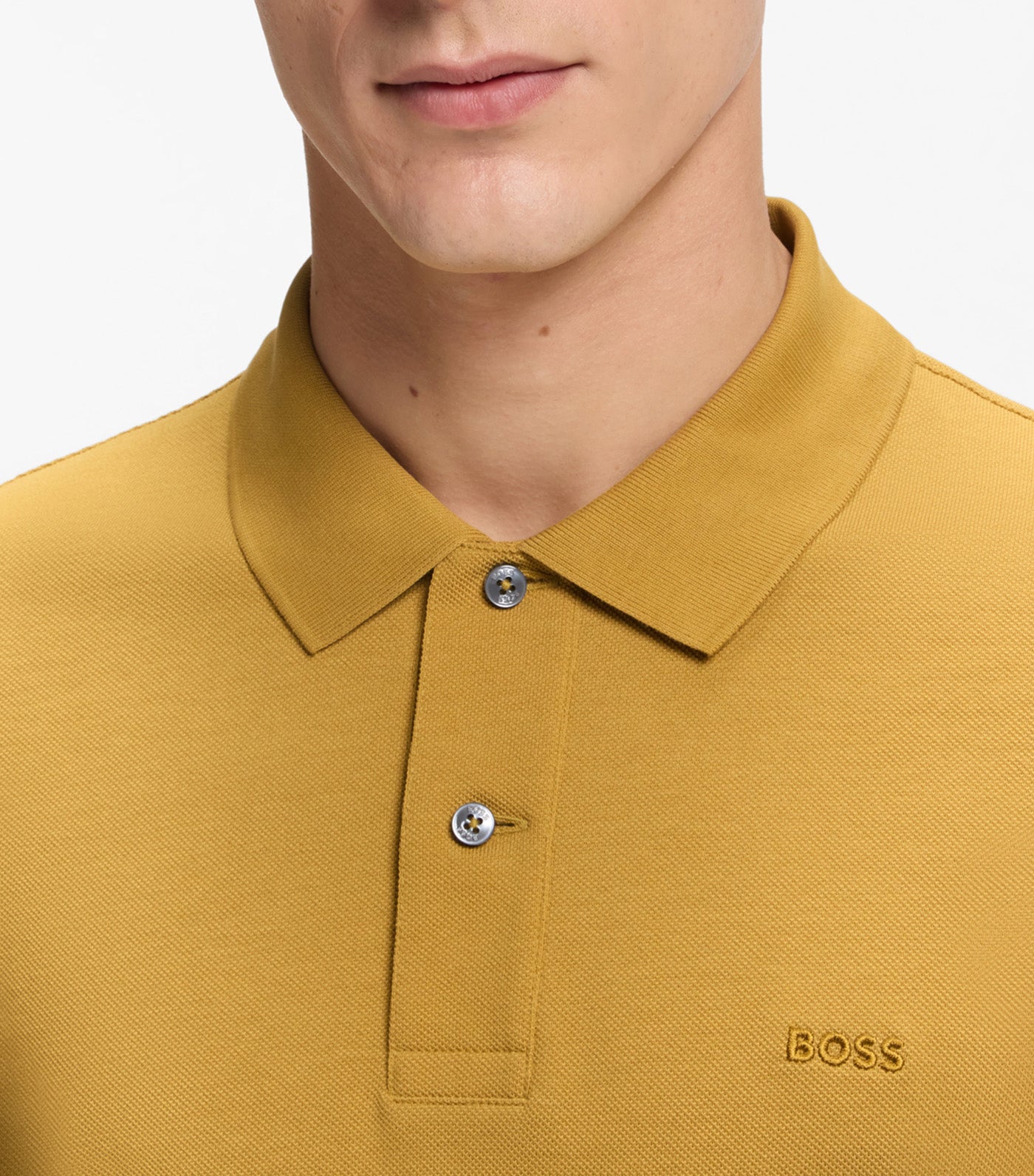 Pallas Polo Shirt in Cotton Piqué with Embroidered Logo Gold