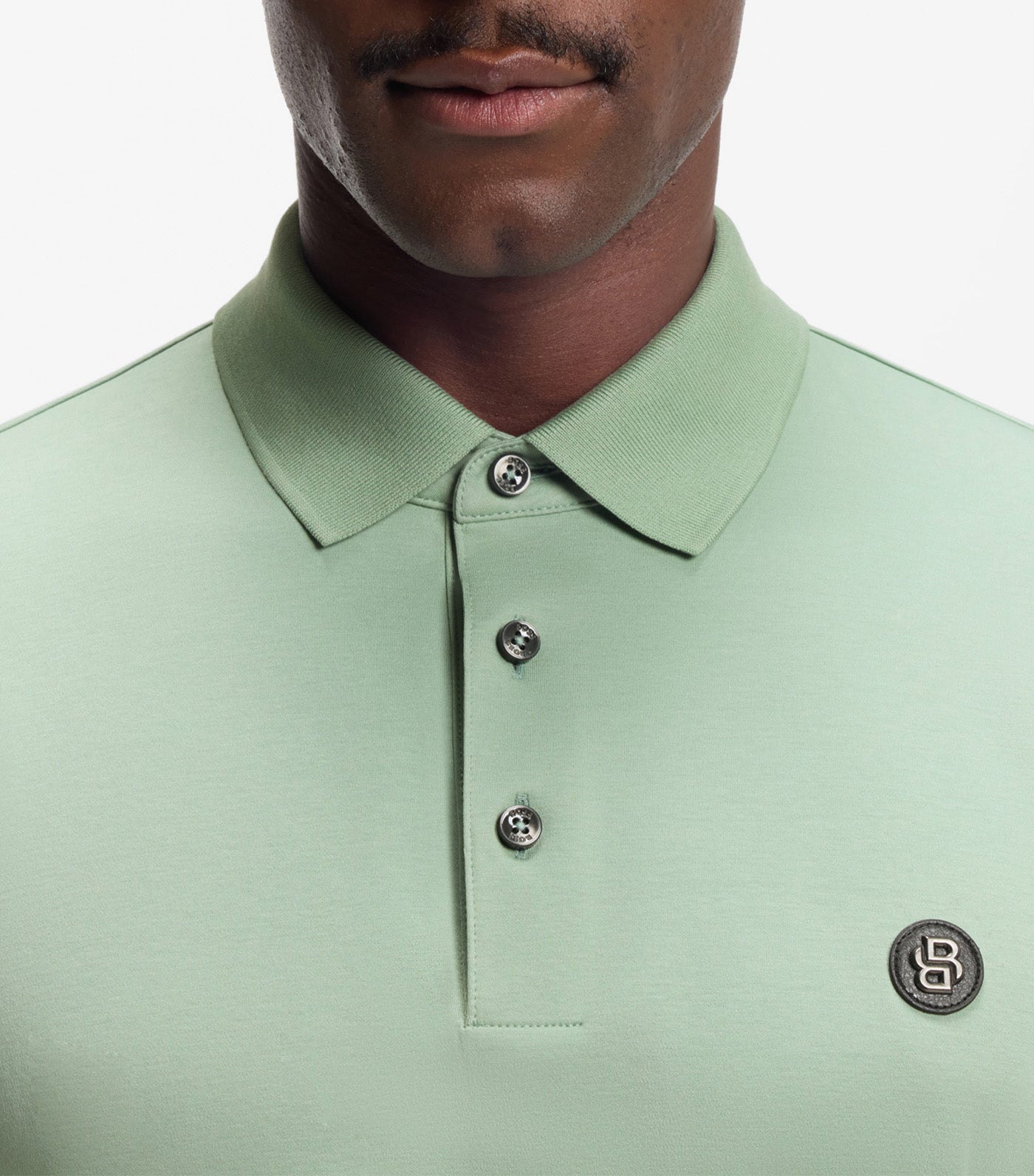 Mercerised-Cotton Polo Shirt With Double B Monogram Green