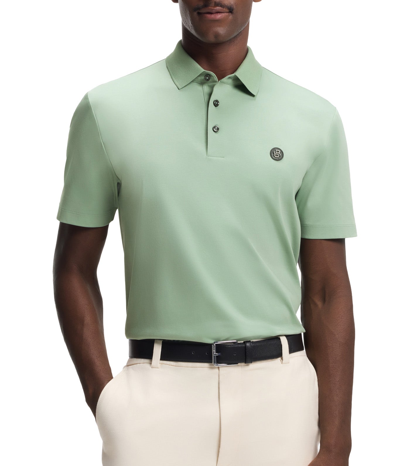 Mercerised-Cotton Polo Shirt With Double B Monogram Green