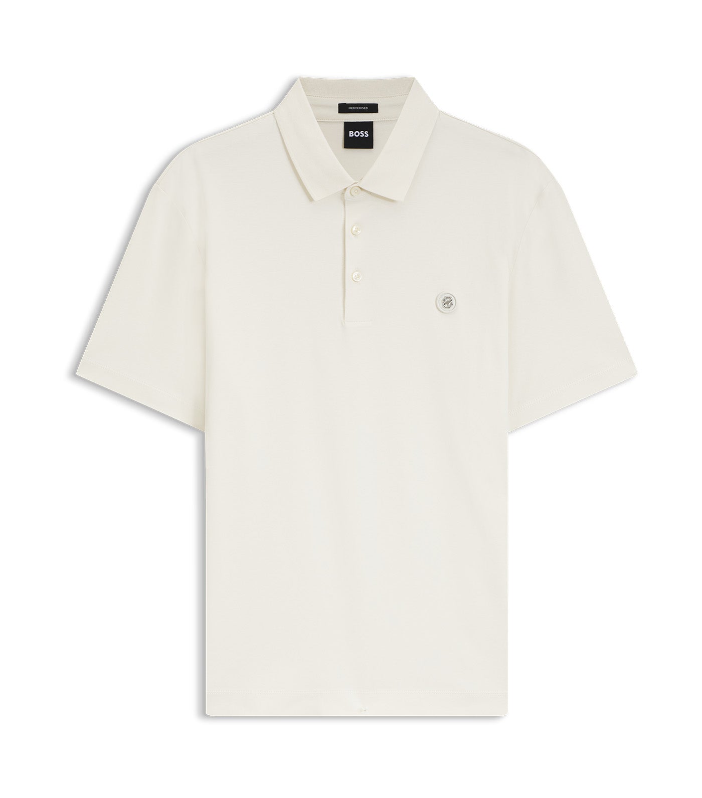 Mercerised-Cotton Polo Shirt with Double B Monogram White