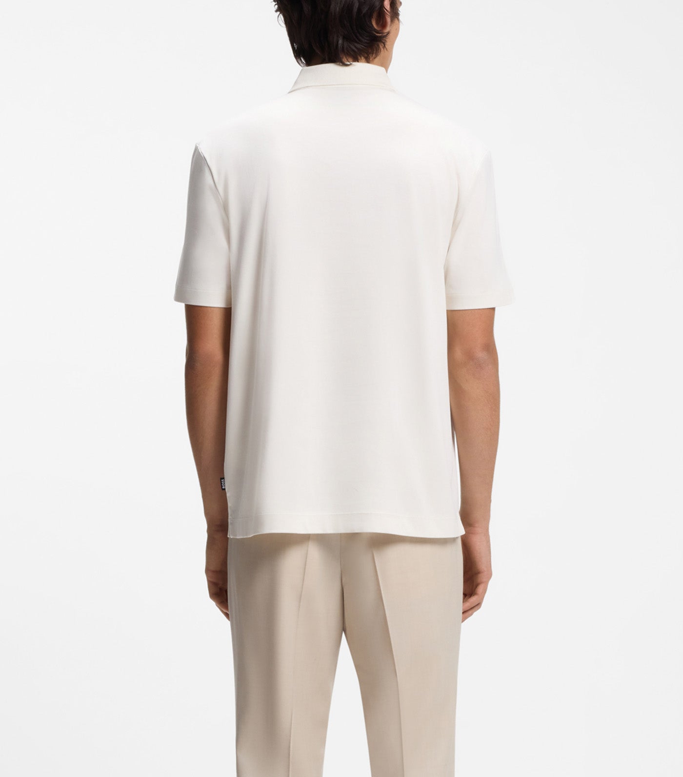 Mercerised-Cotton Polo Shirt with Double B Monogram White