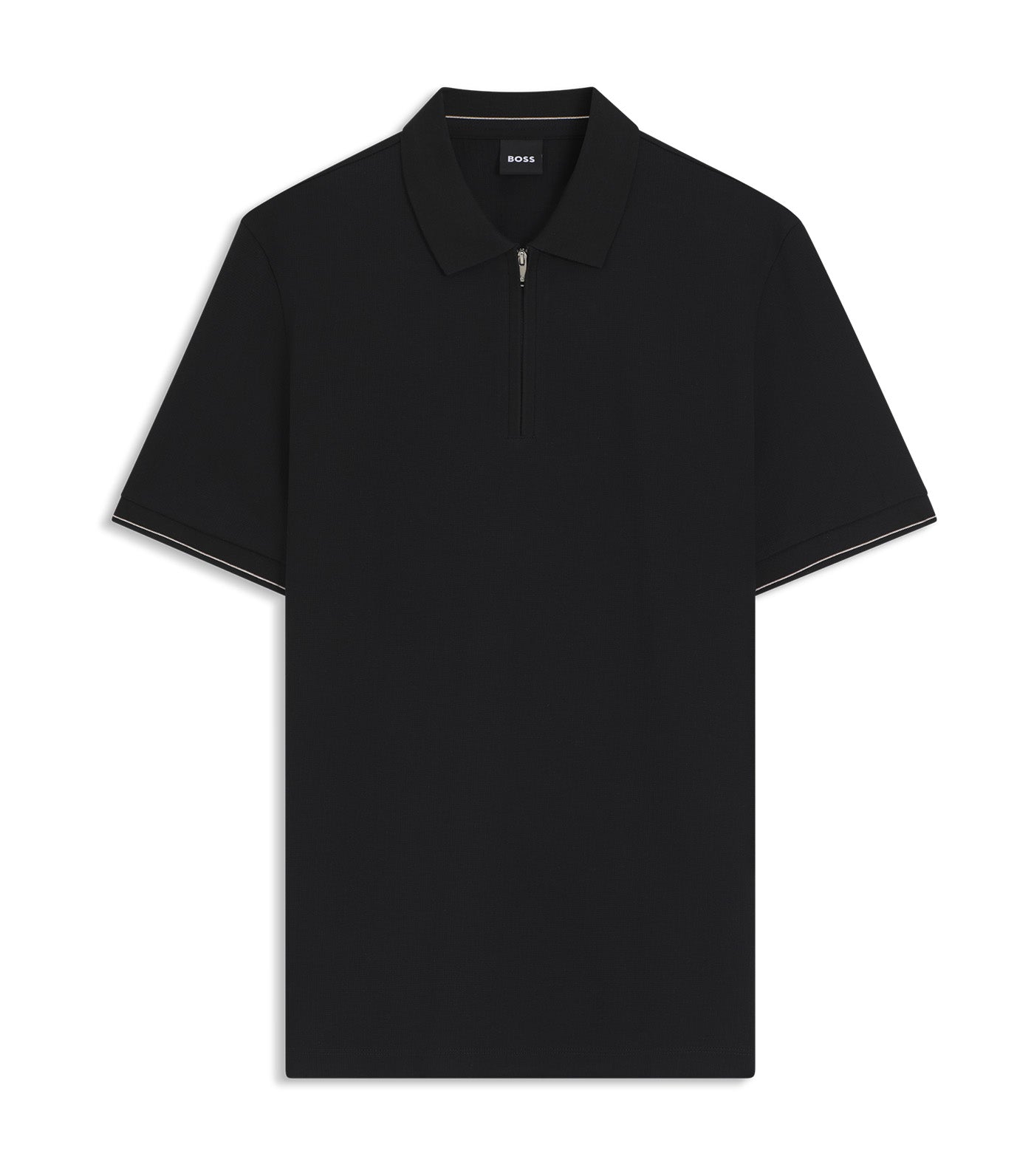 Regular-Fit Polo with Zip Closure Black