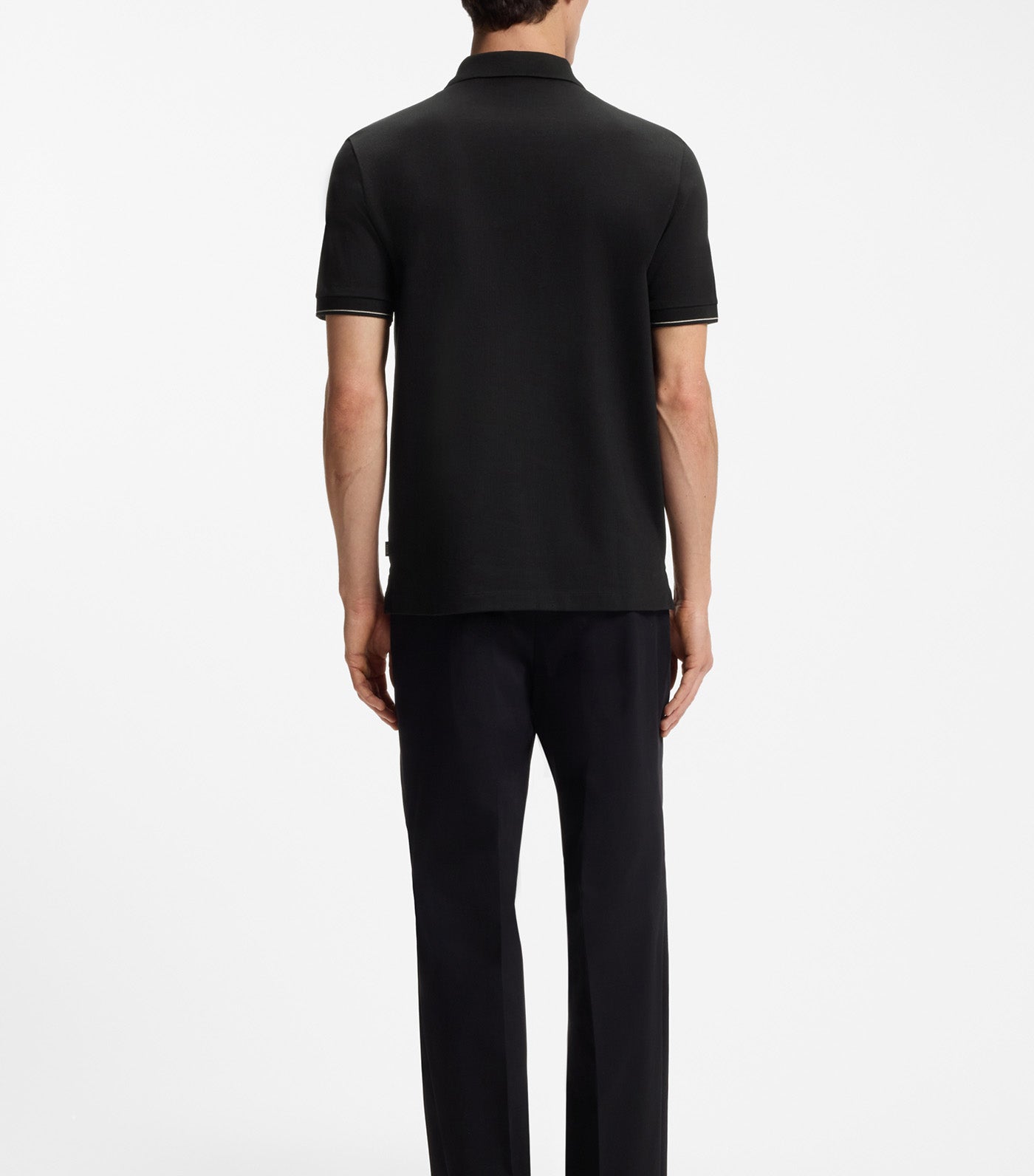 Regular-Fit Polo with Zip Closure Black