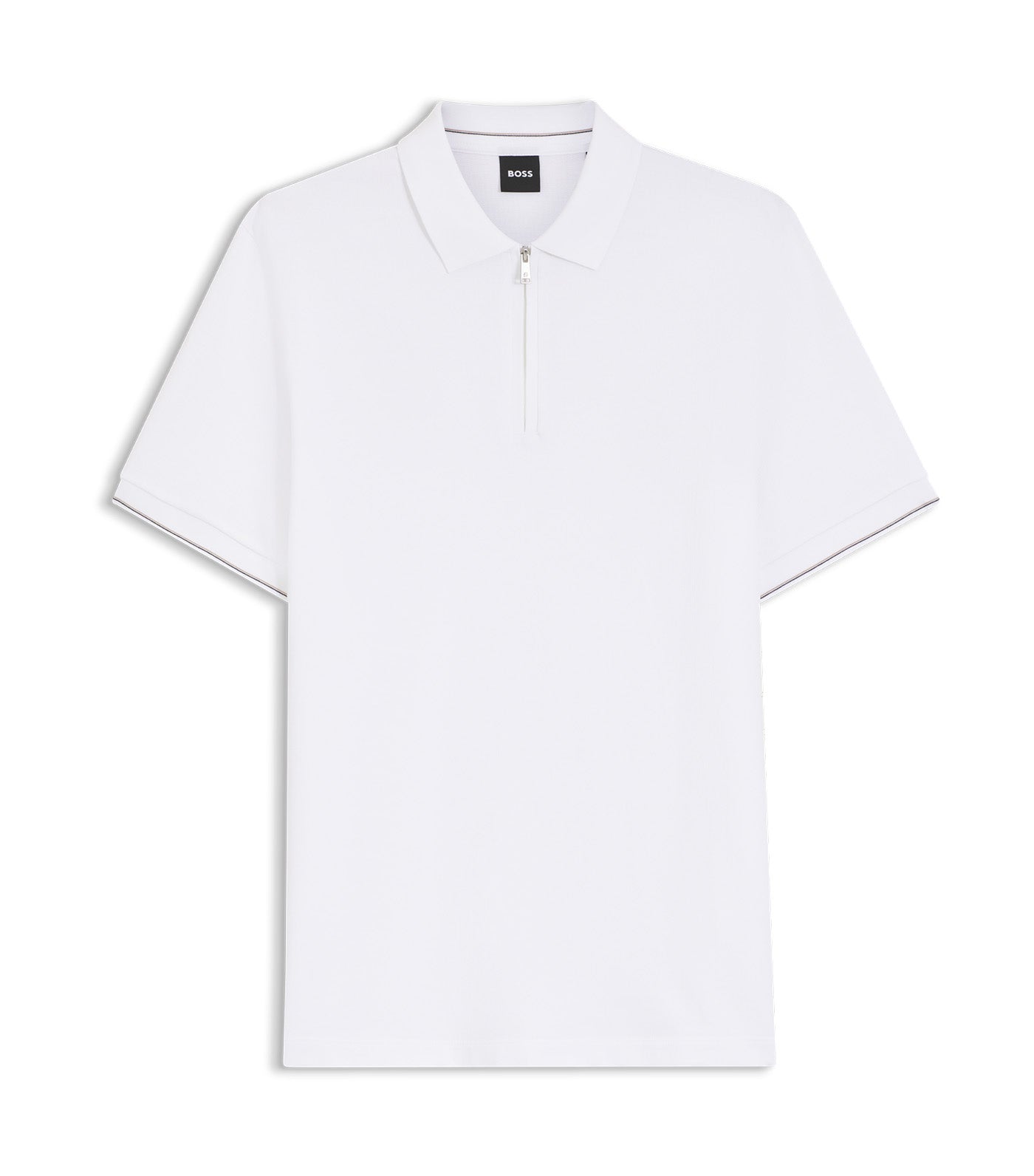 Regular-Fit Polo with Zip Closure White