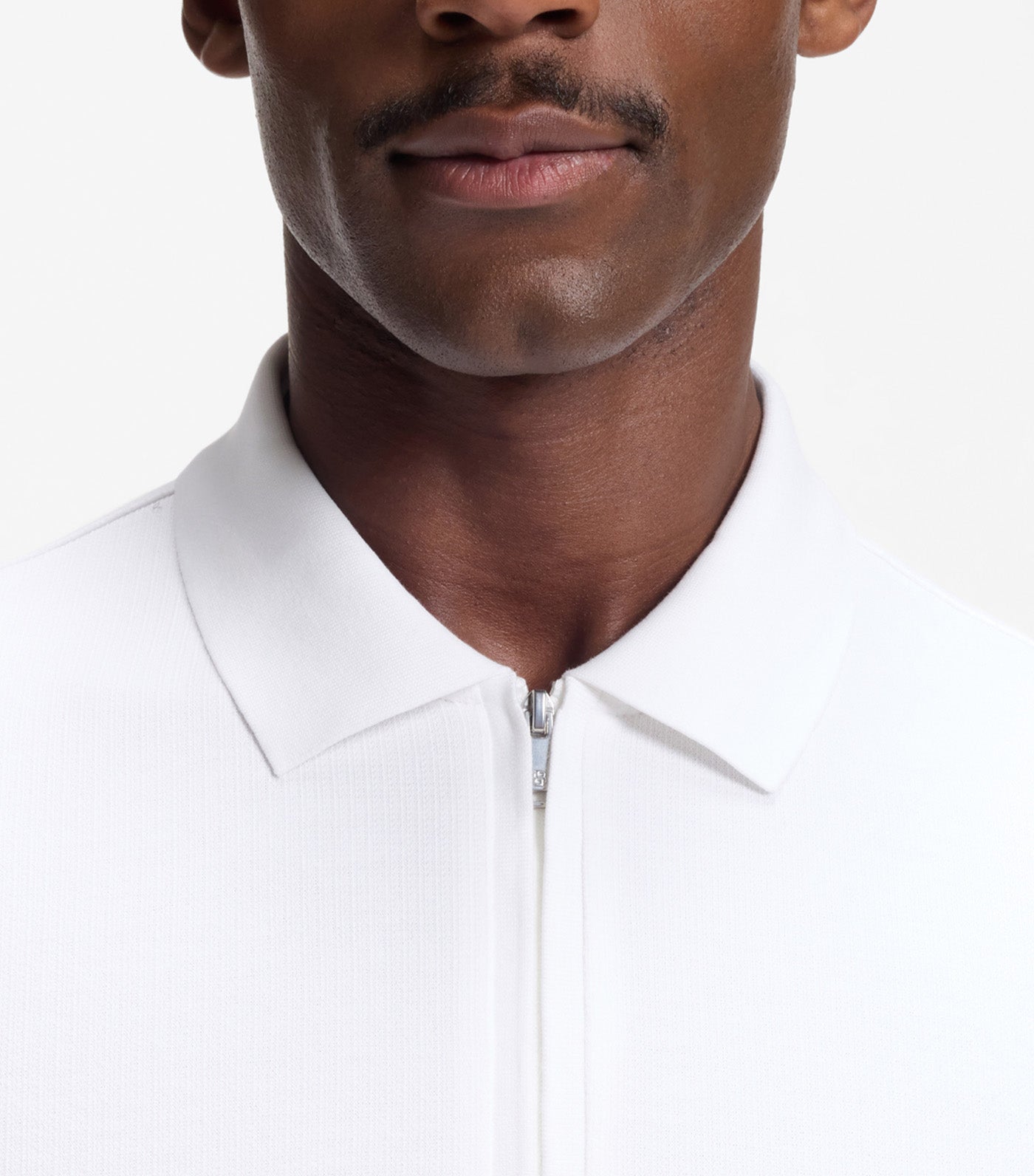 Regular-Fit Polo with Zip Closure White