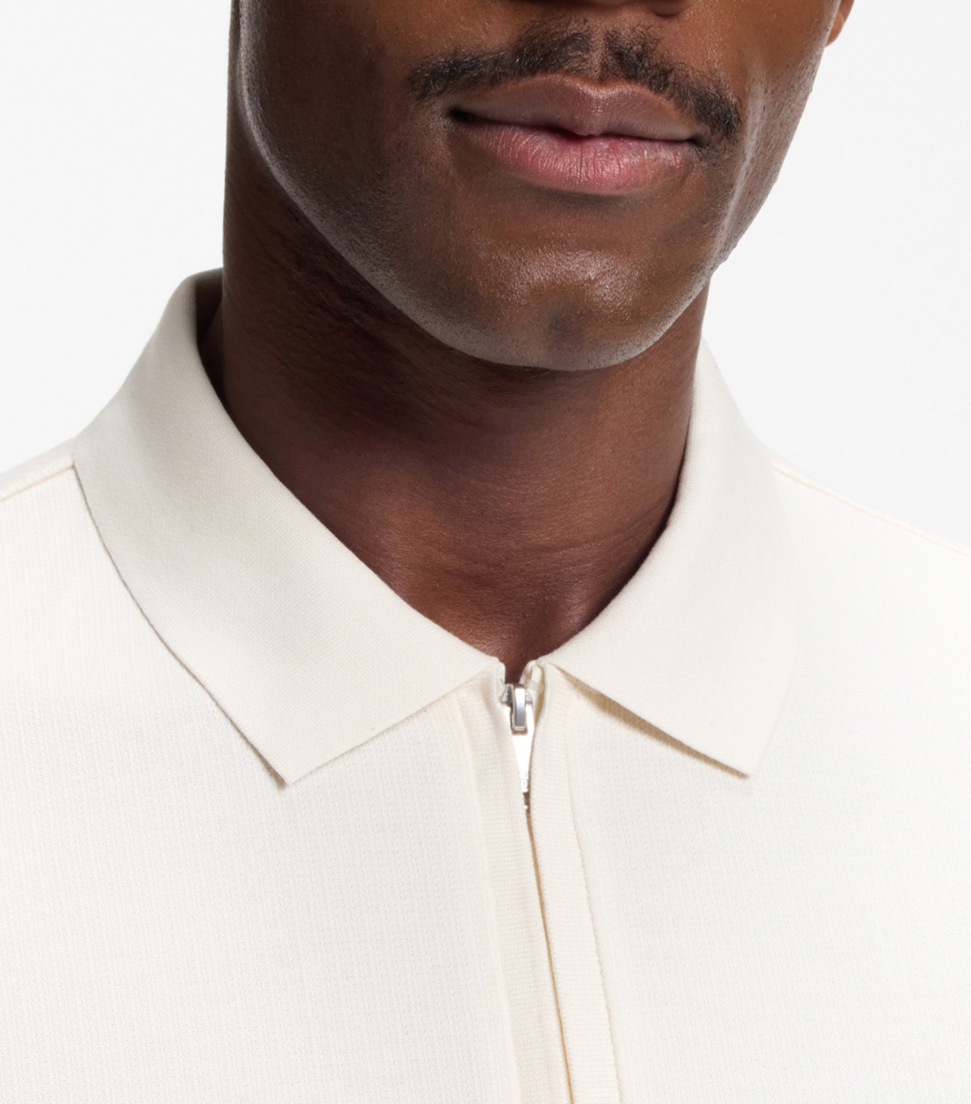 Regular-Fit Polo with Zip Closure Off White