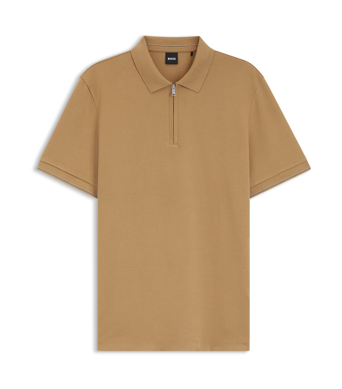 Regular-Fit Polo with Zip Closure Beige