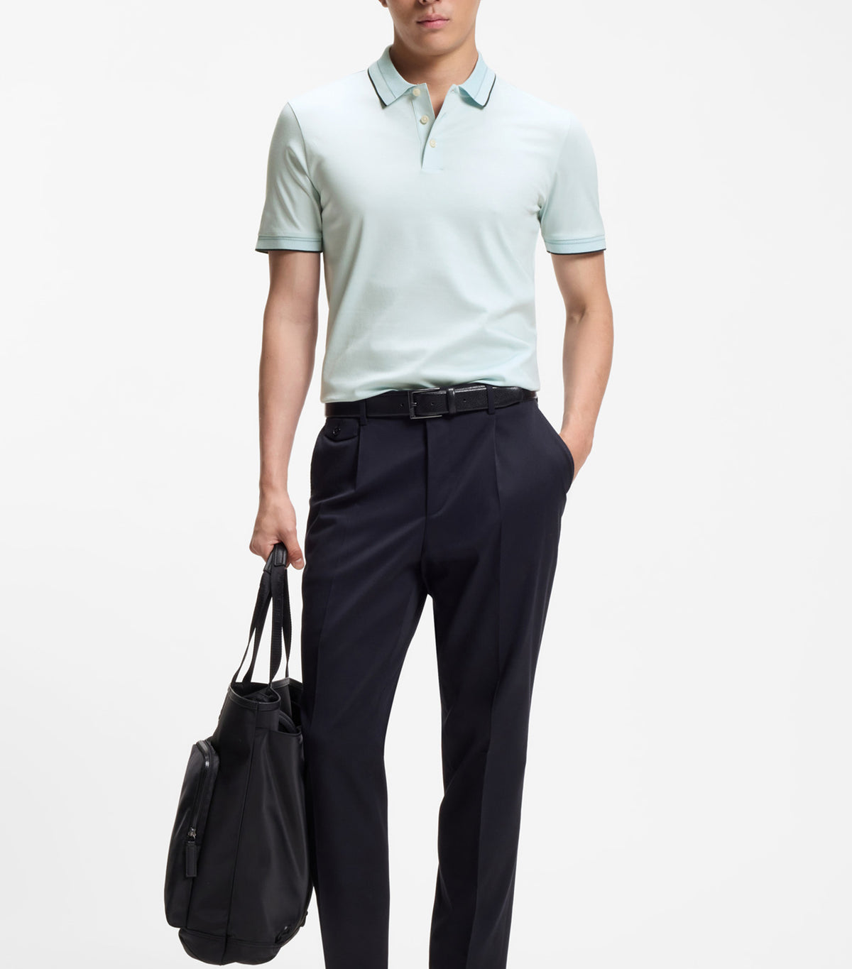 Slim-Fit Polo Shirt In Mercerised Cotton Blue