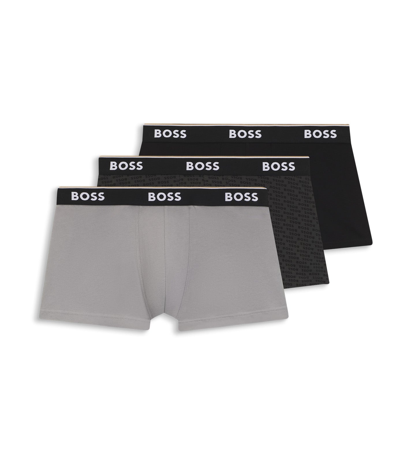 Three-pack Of Trunks With Logo Waistbands Gray