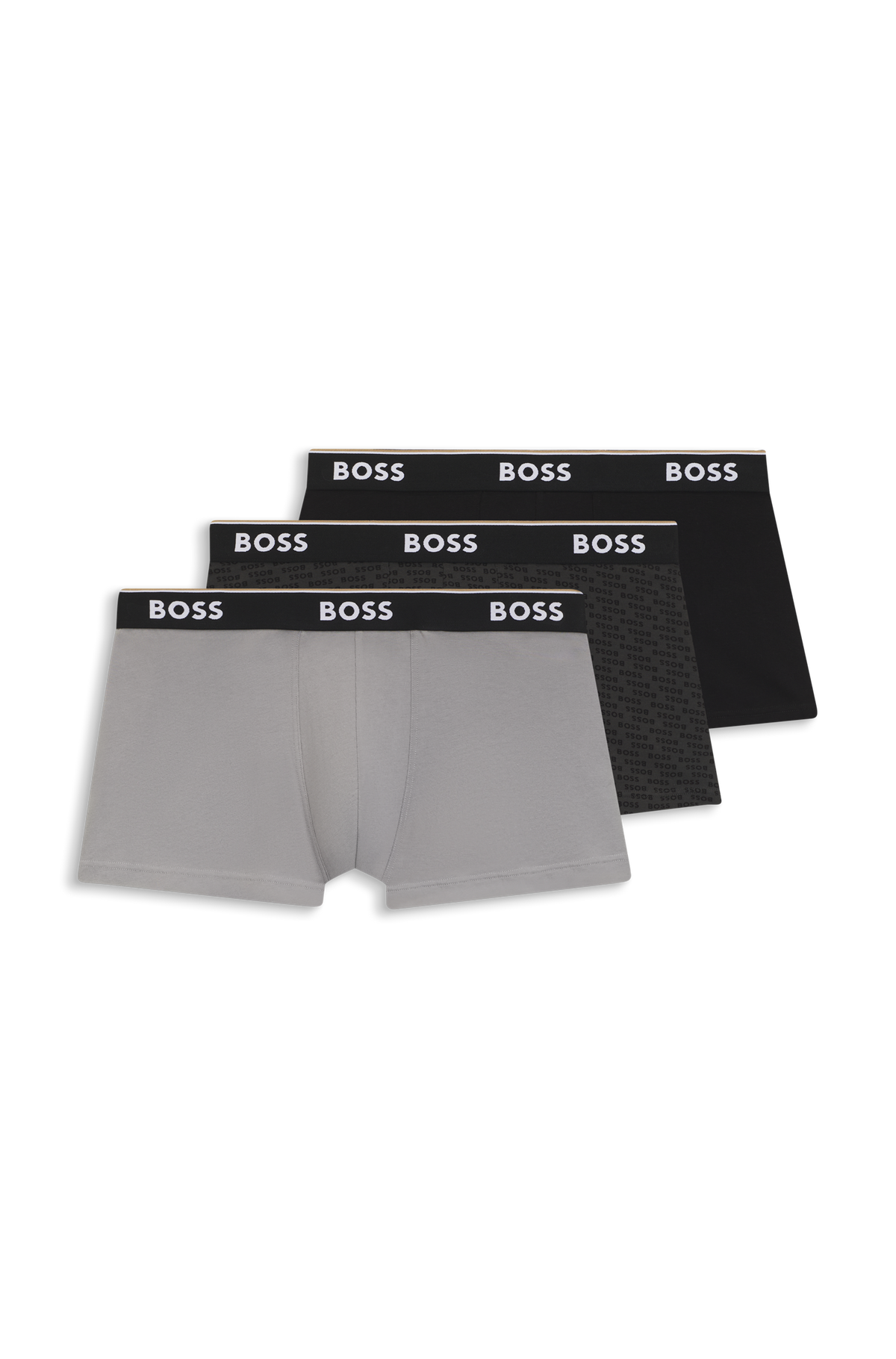 Three-pack Of Trunks With Logo Waistbands Gray