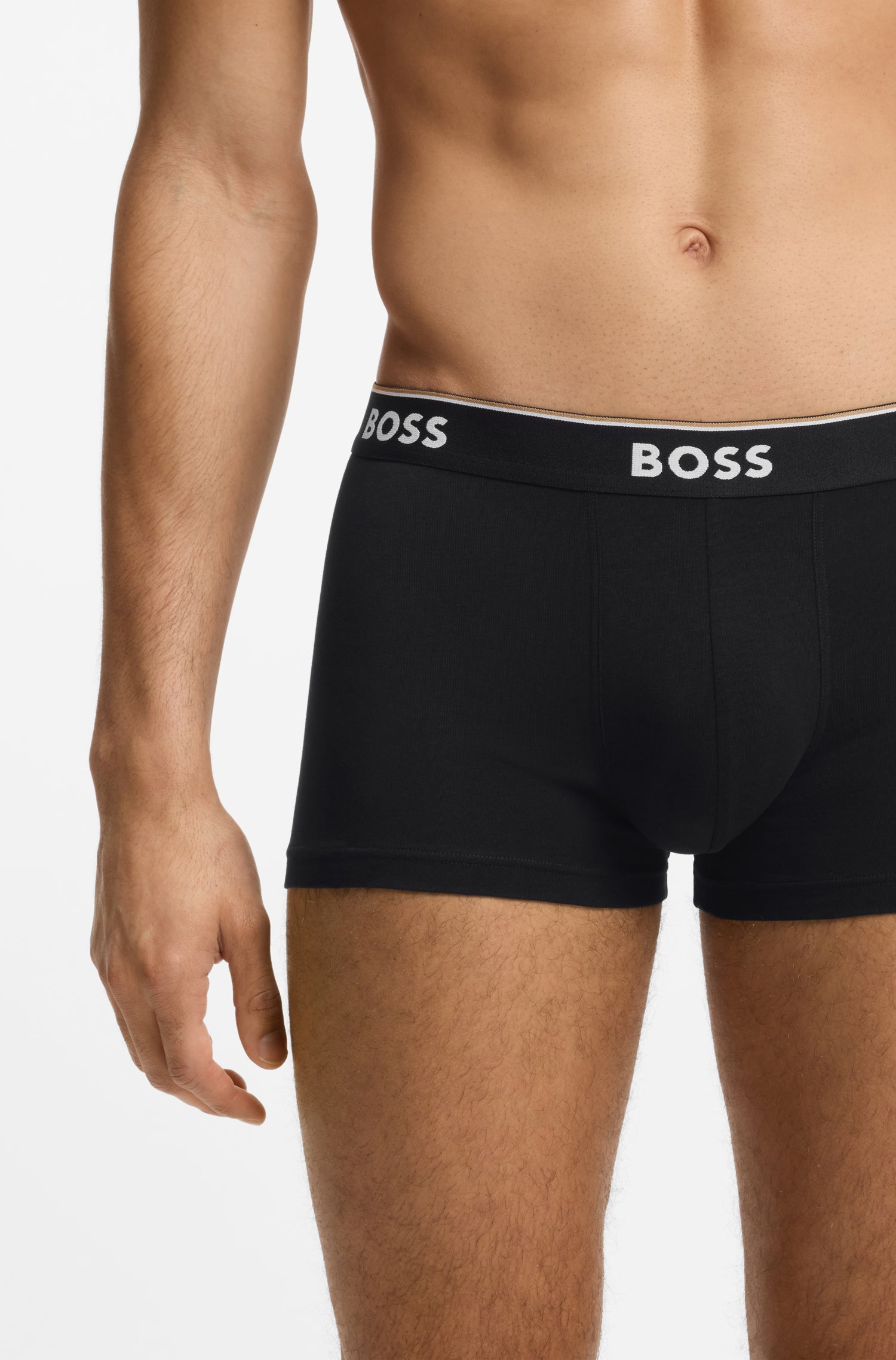 Three-pack Of Trunks With Logo Waistbands Gray