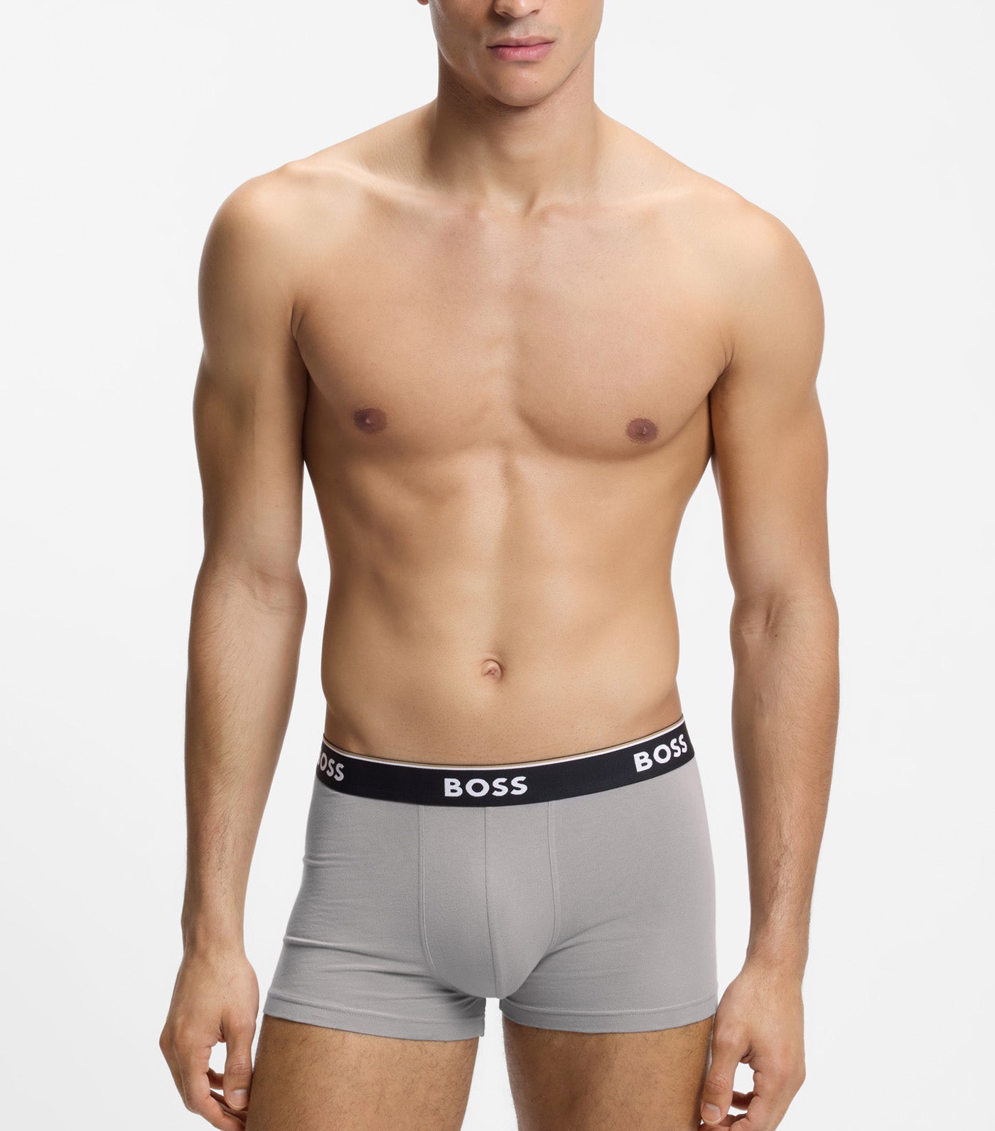 Three-pack Of Trunks With Logo Waistbands Gray