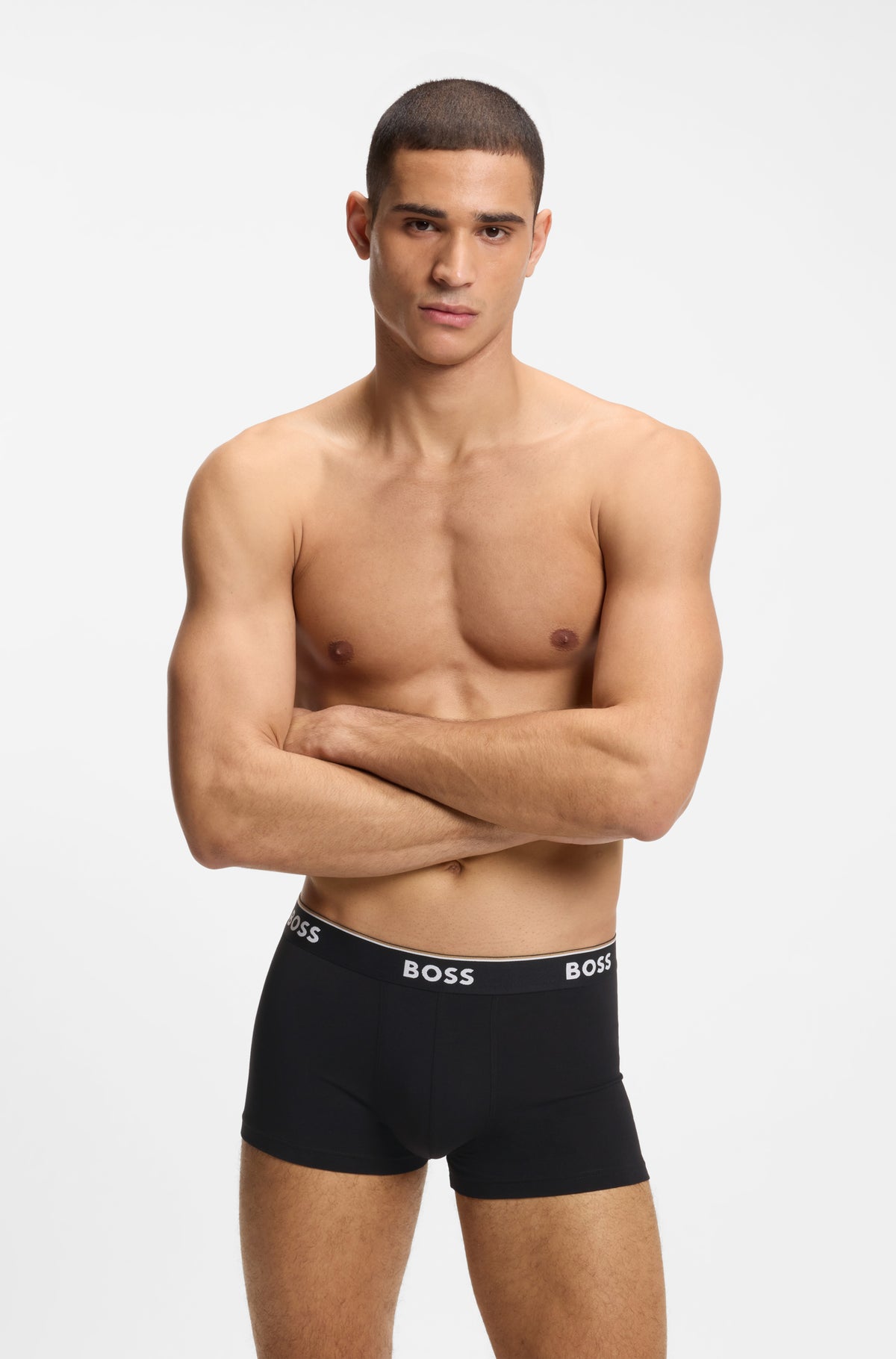 Three-pack Of Trunks With Logo Waistbands Gray